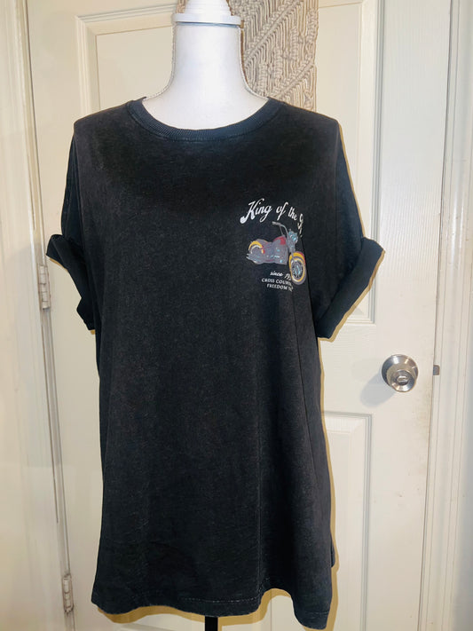 Motorcycle Tour Double Sided Oversized Distressed Tee