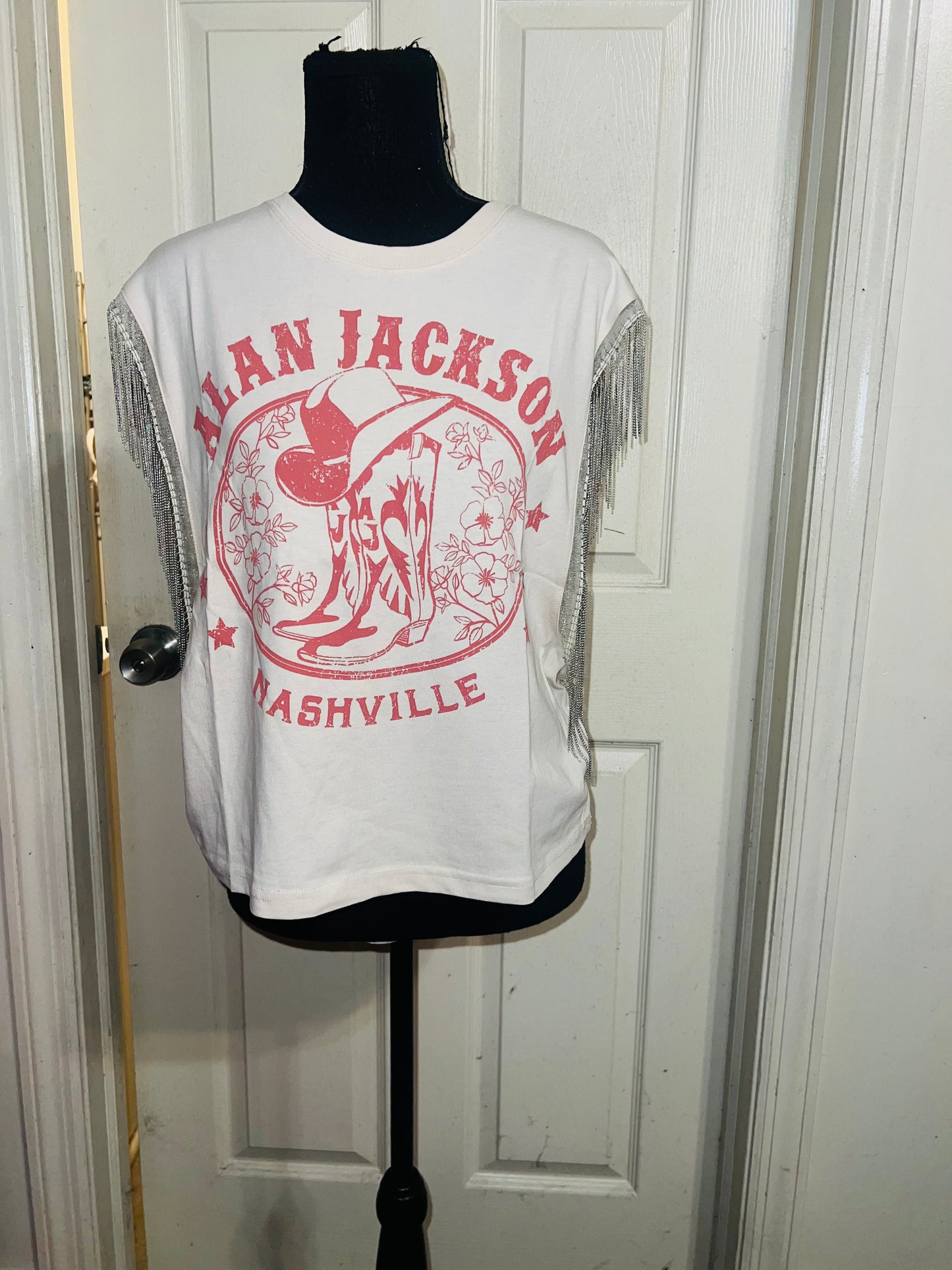 Alan Jackson Oversized Metal Fringe Muscle Tee