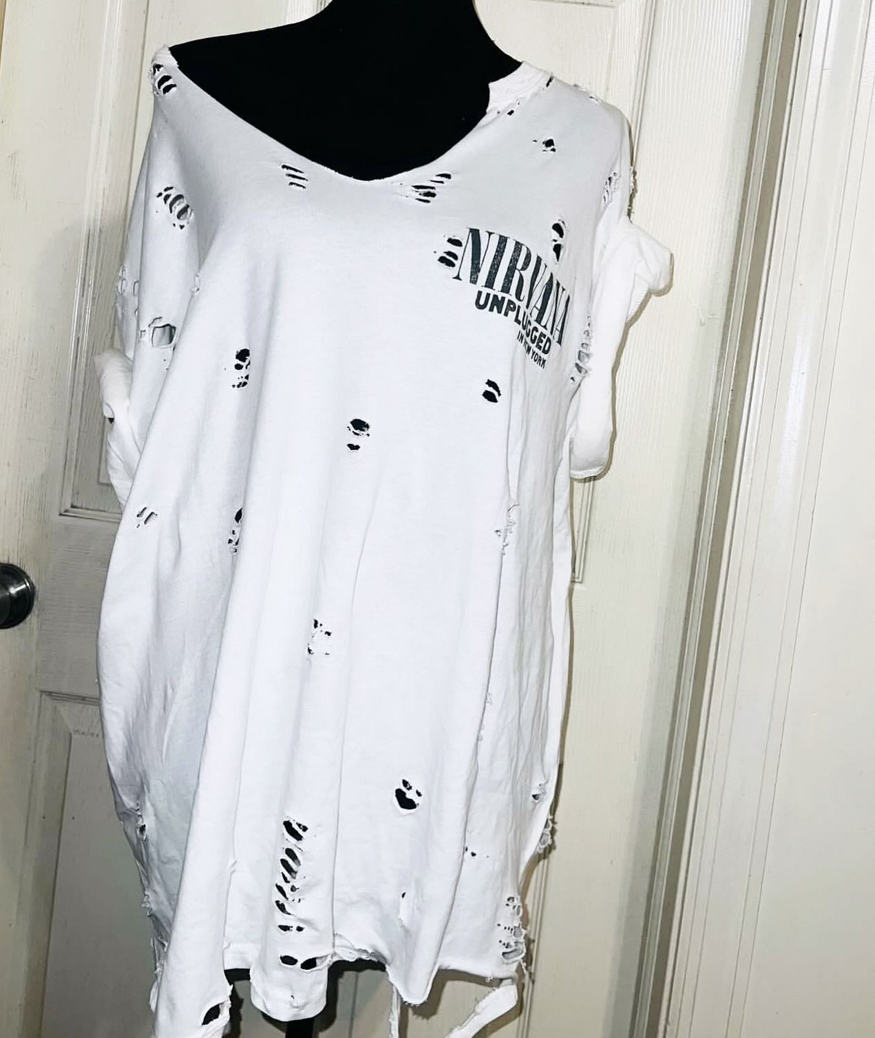 Nirvana Double Sided Oversized Distressed Tee