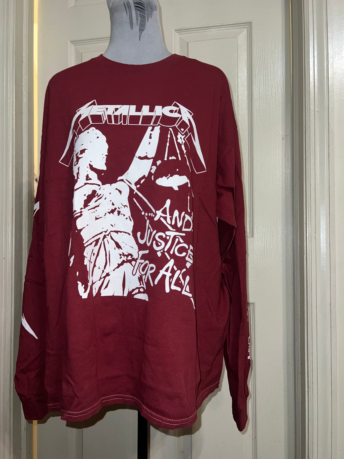 Metallica Long Sleeve Oversized Distressed Tee