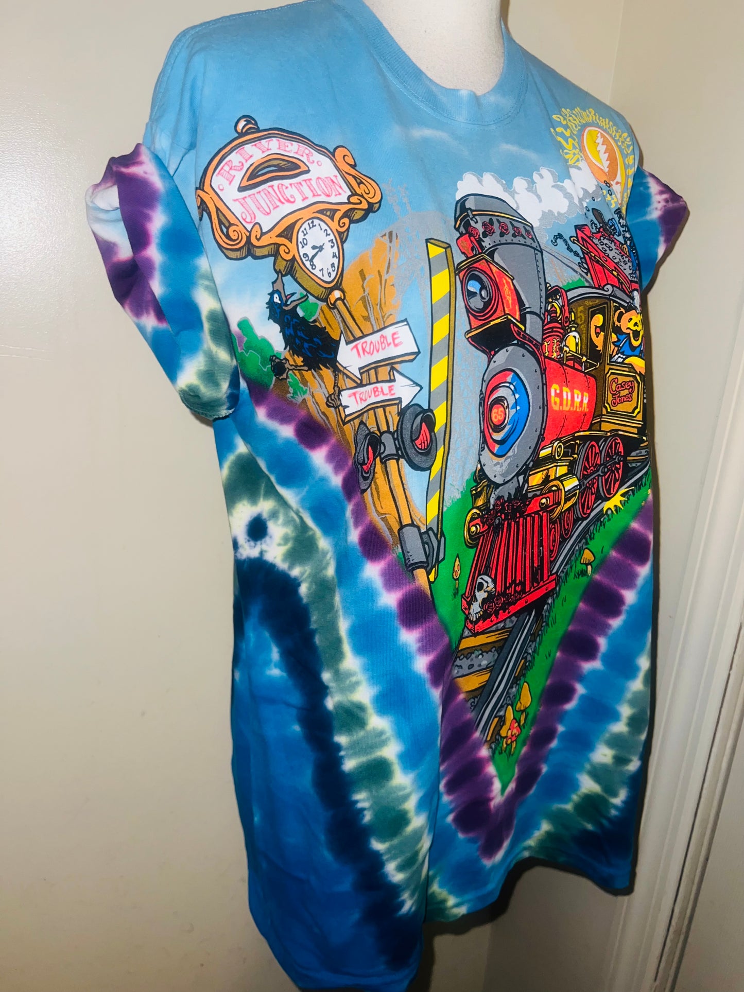 Grateful Dead Train Double Sided Oversized Distressed Tee