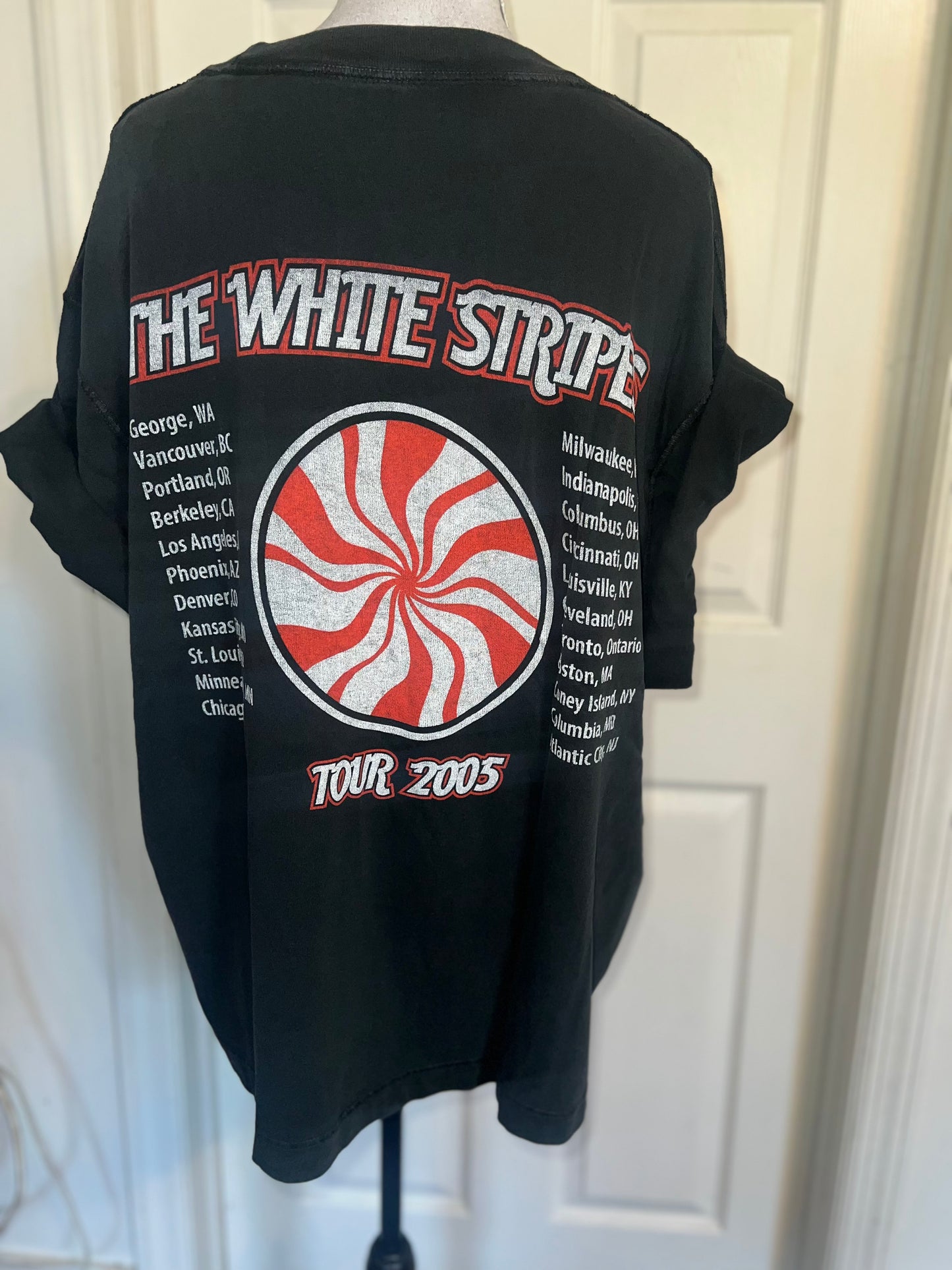 The White Stripes Double Sided Oversized Distressed Tee