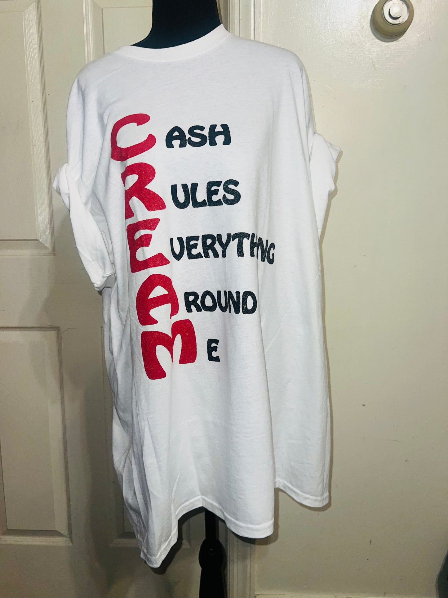 Wu-Tang CREAM Oversized Distressed Tee