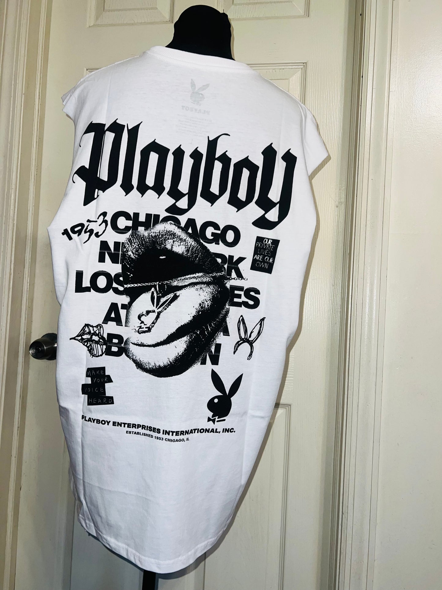 Playboy Double Sided Oversized Distressed Tank