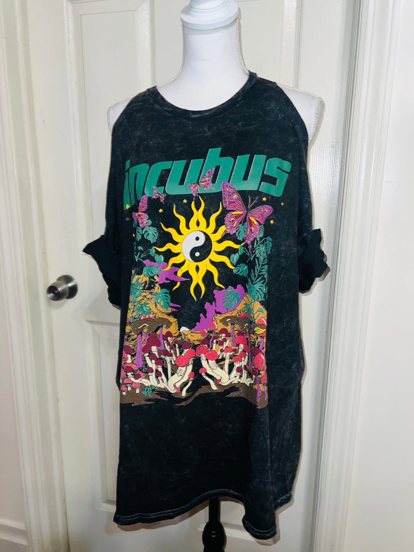 Incubus Oversized Distressed Cut Out Tee