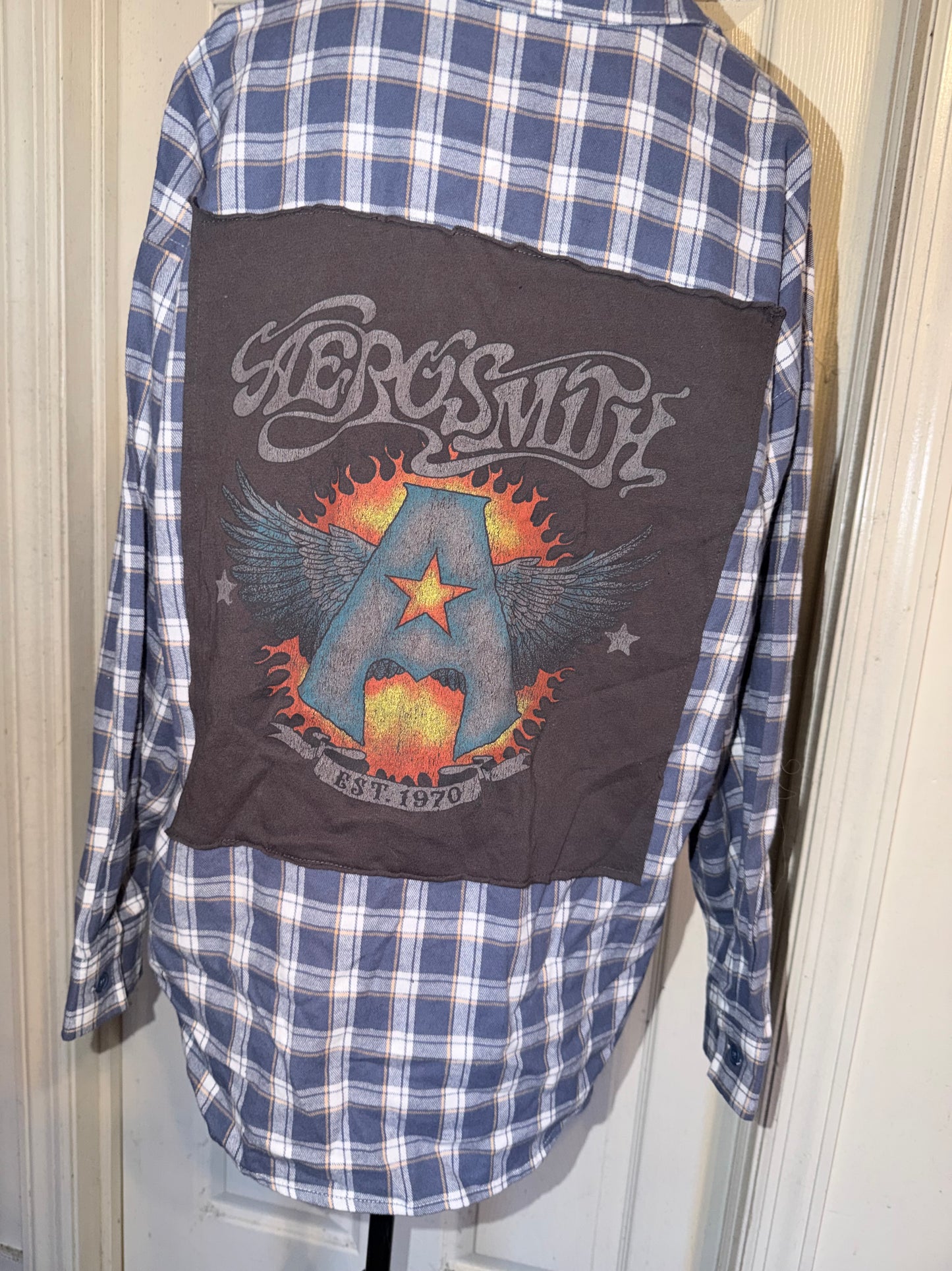 Aerosmith Oversized Double Sided Distressed Flannel