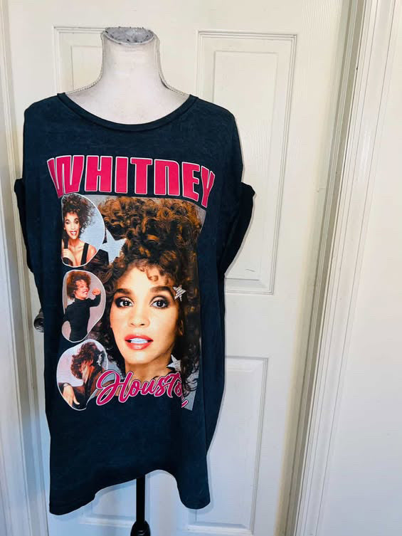 Whitney Houston Double Sided Oversized Distressed Tee