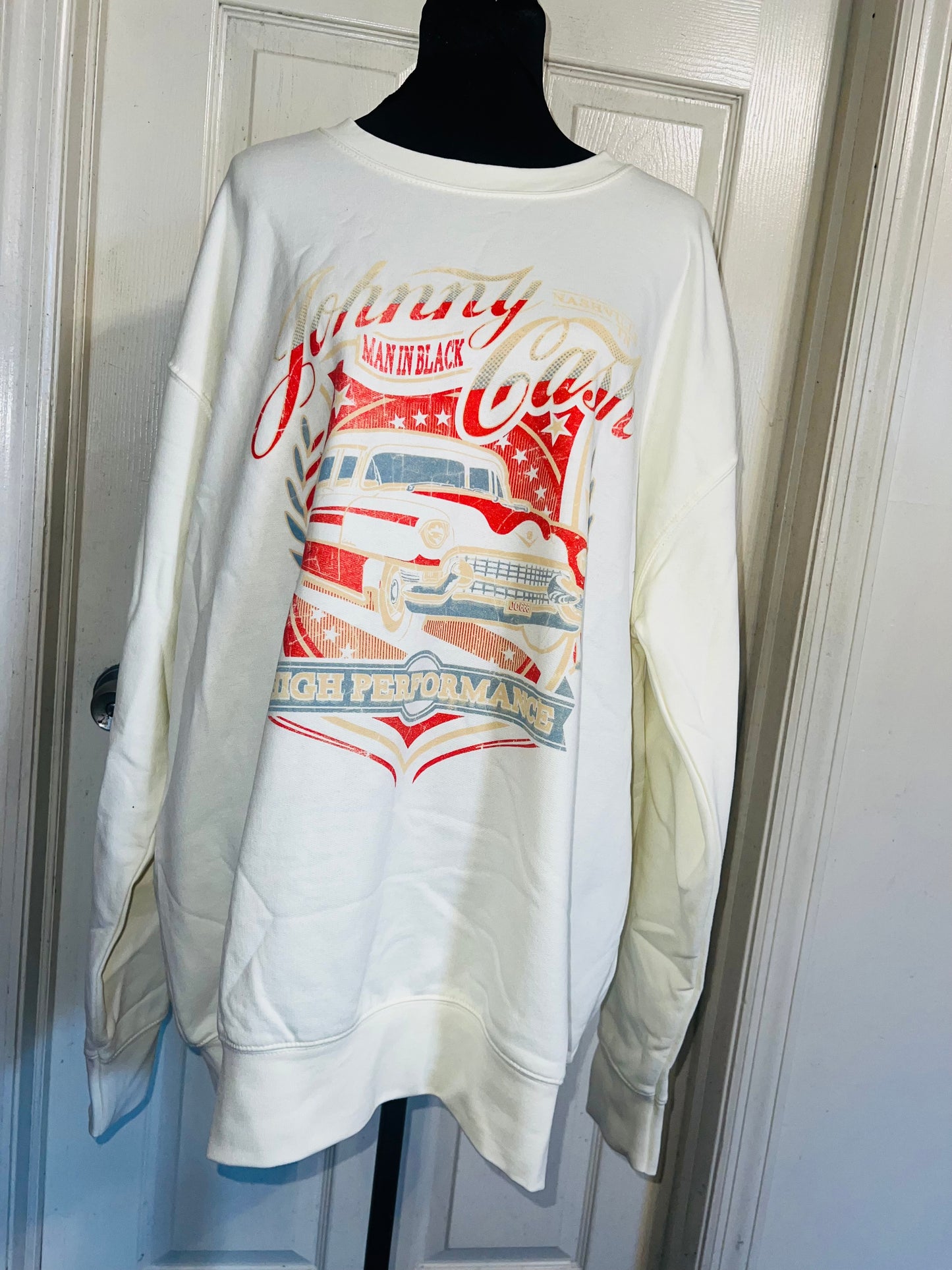 Johnny Cash Oversized Distressed Sweatshirt