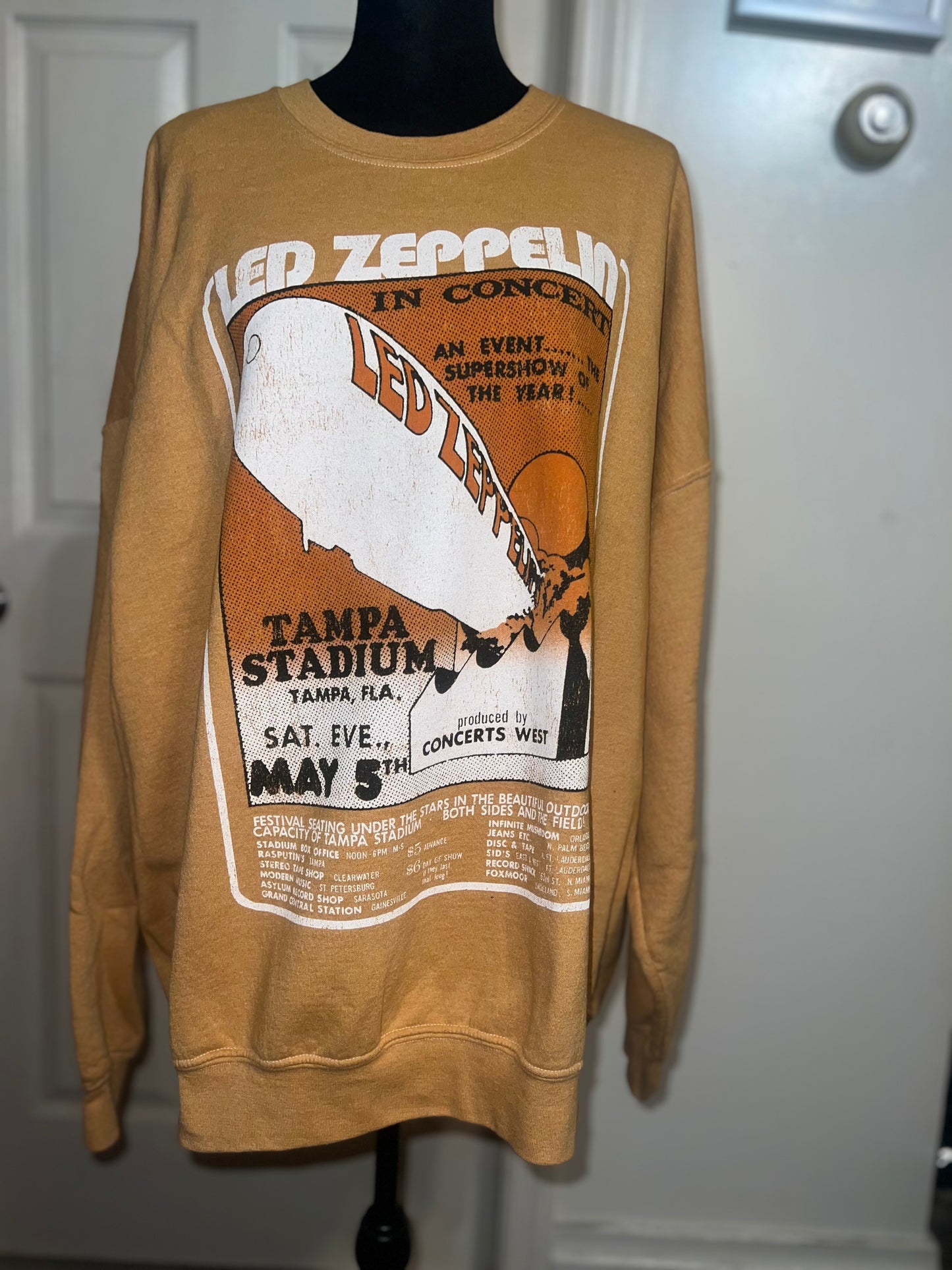 Led Zeppelin Oversized Distressed Sweatshirt