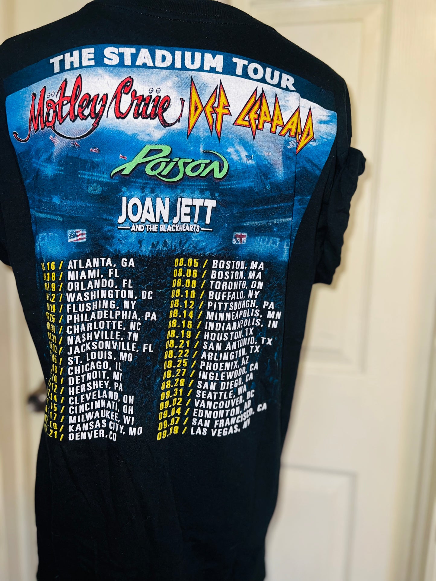 Motley Crue, Def Leppard, Poison, and Joan Jett Double Sided Oversized Tee