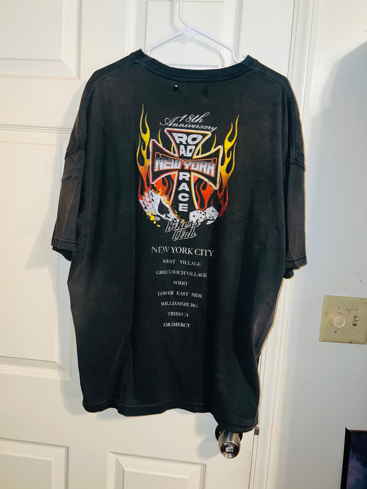Bikers Club Road Race 18th Anniversary Vintage Oversized Distressed Tee
