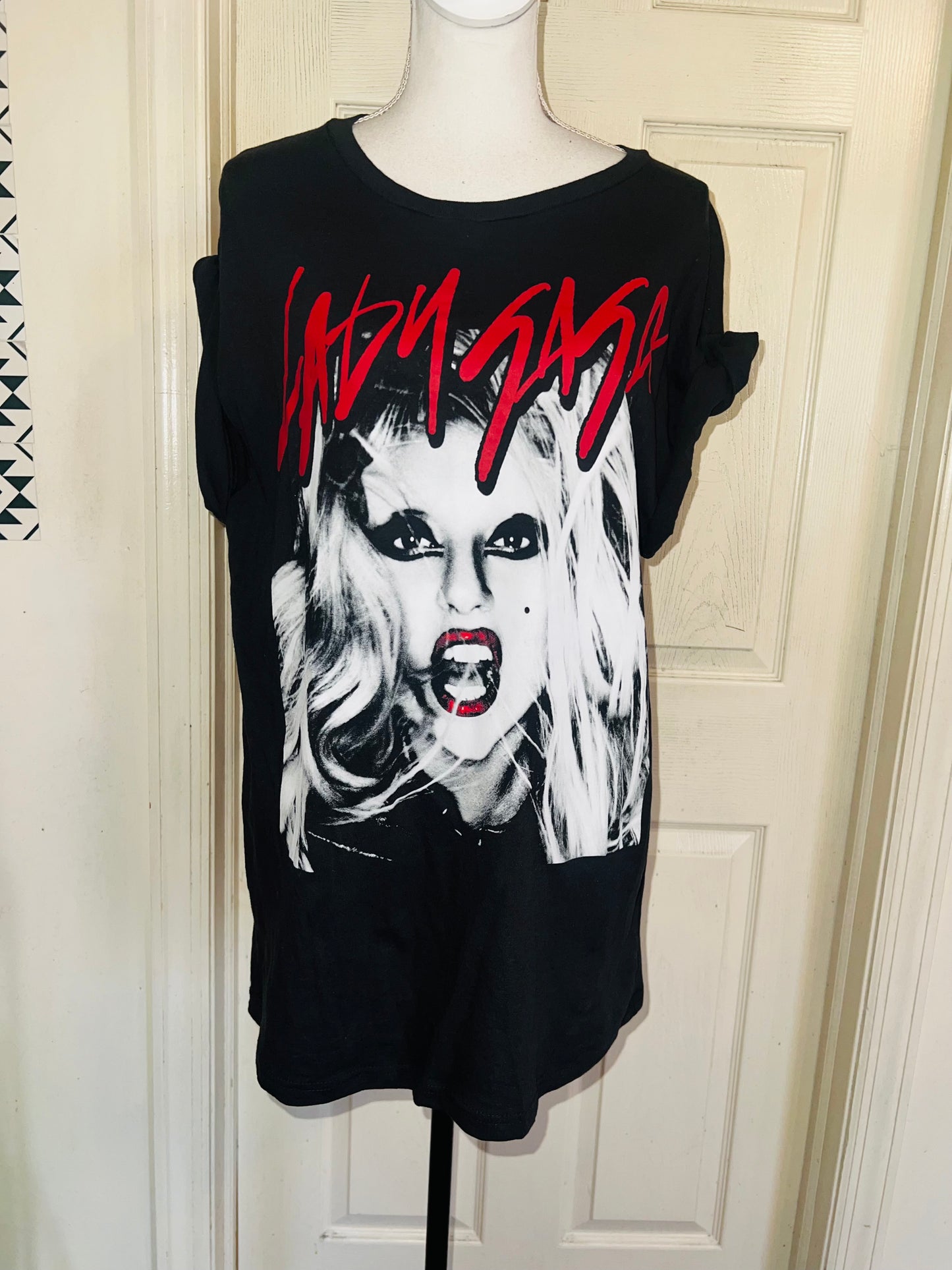 Lady Gaga Oversized Distressed Tee