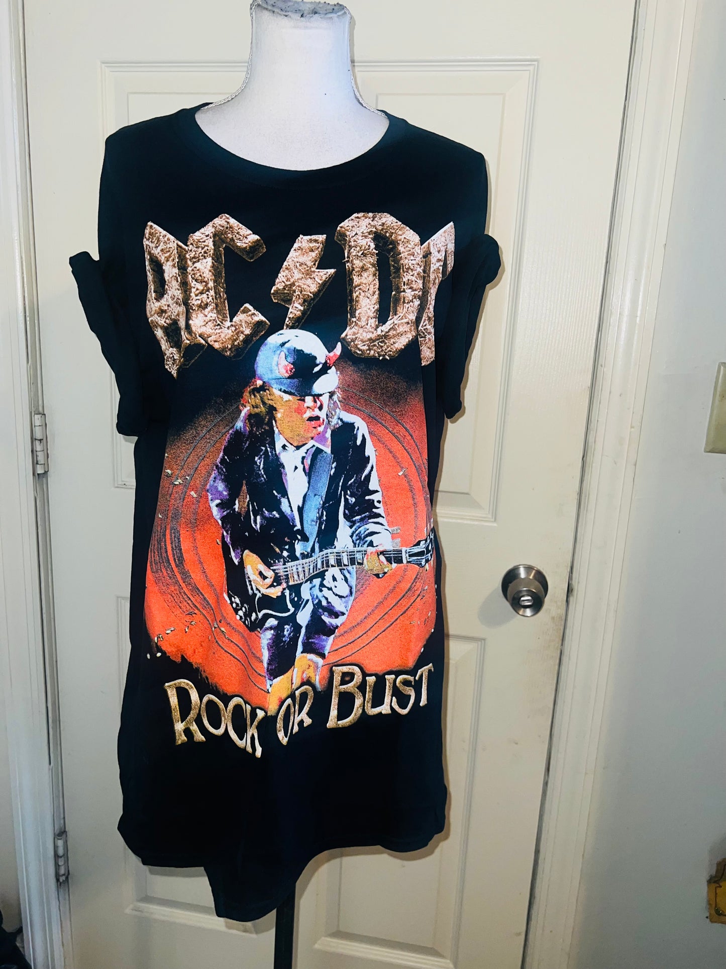 AC/DC Double Sided Oversized Distressed Tee