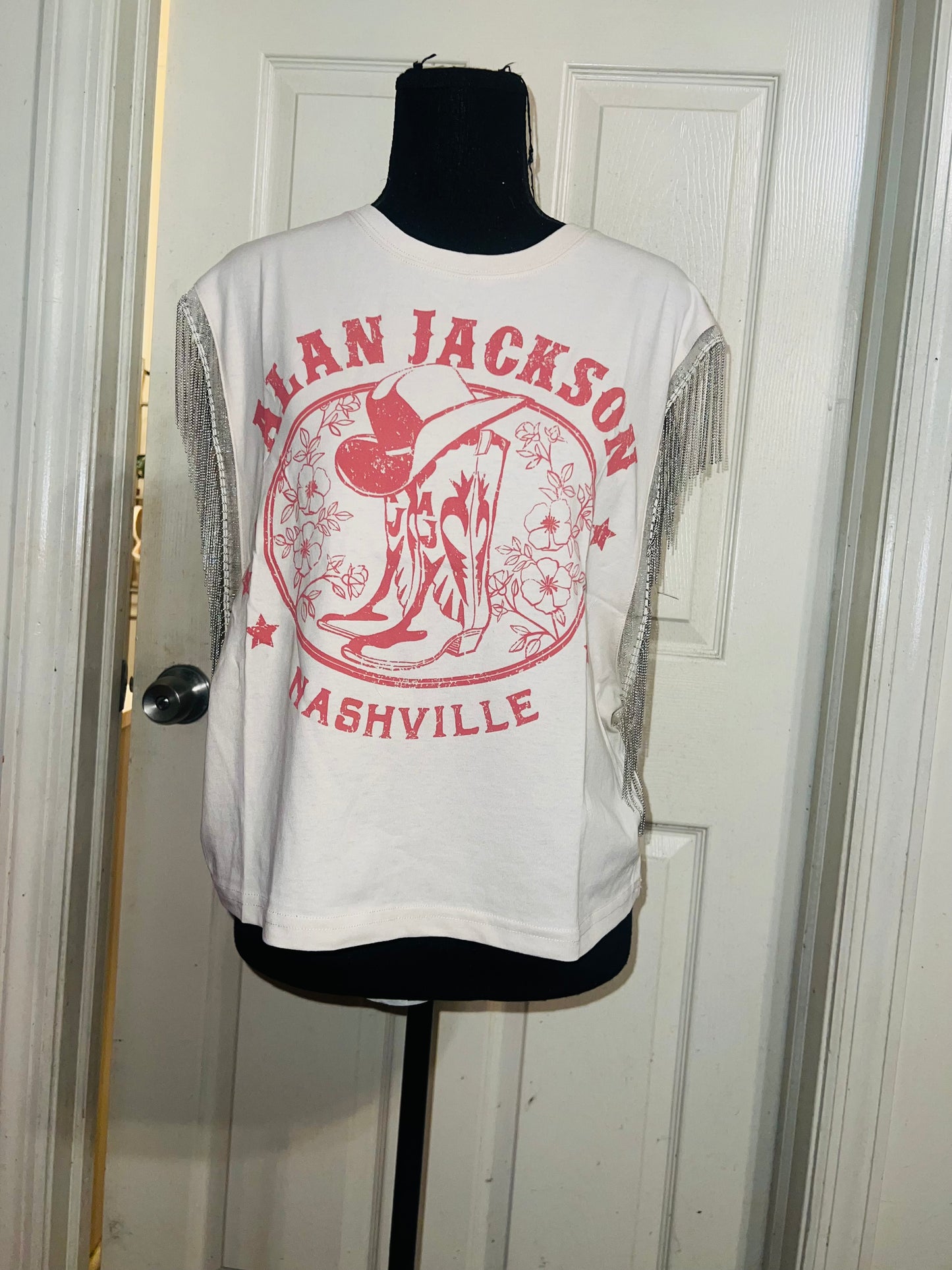 Alan Jackson Oversized Metal Fringe Muscle Tee