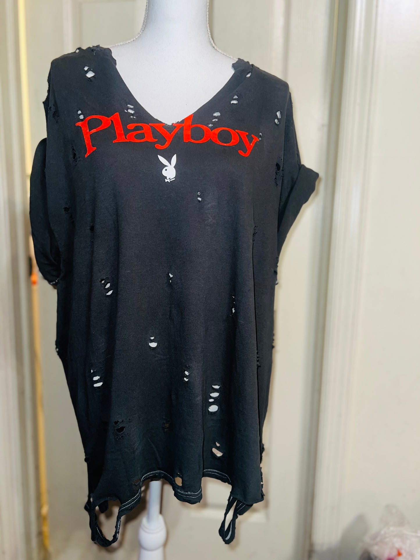 Playboy Double Sided Oversized Distressed Tee