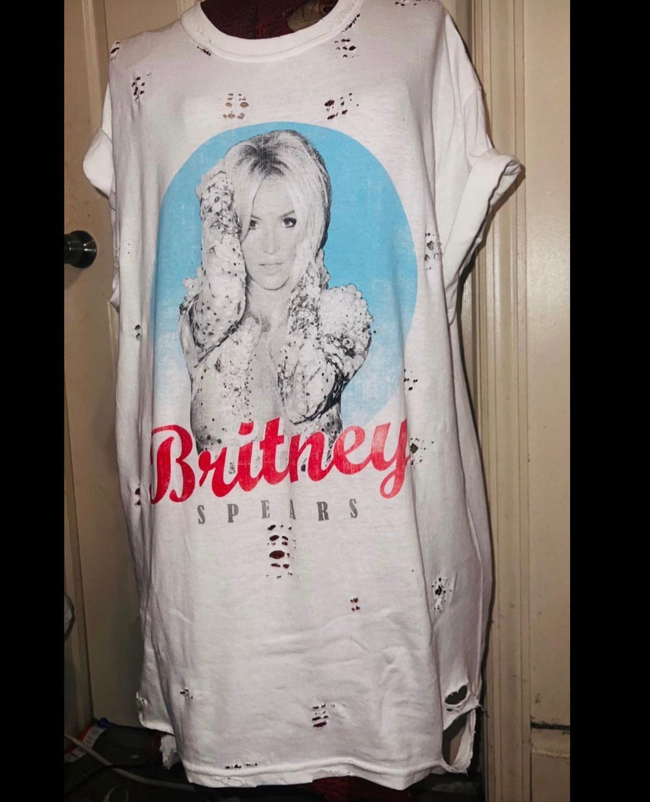 Britney Spears Oversized Distressed Tee