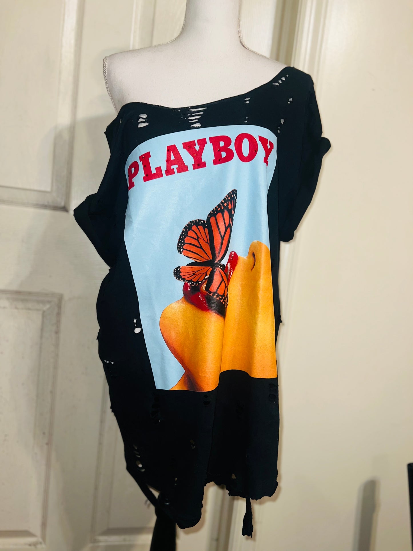 Playboy Oversized Distressed Tee