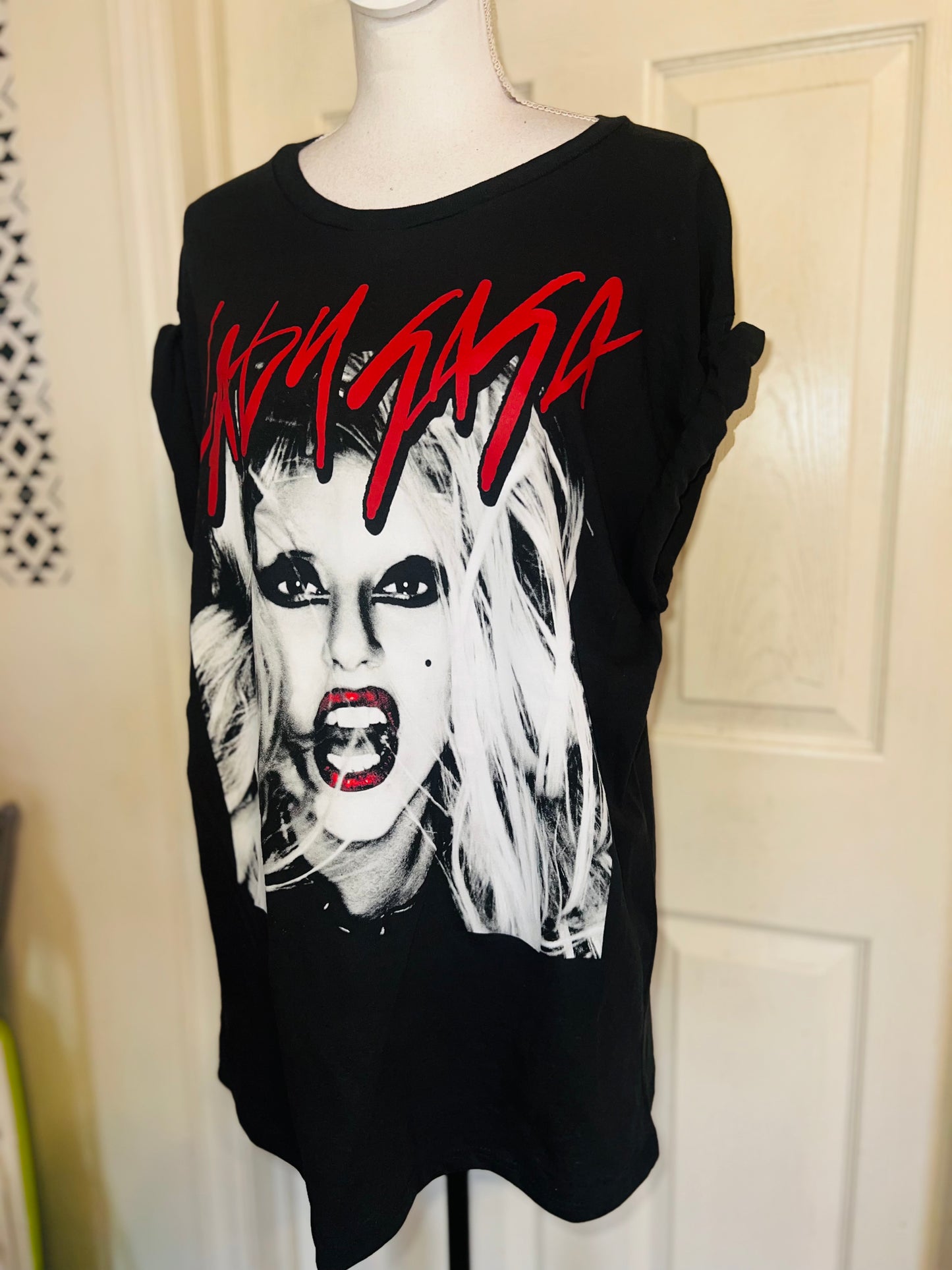 Lady Gaga Oversized Distressed Tee