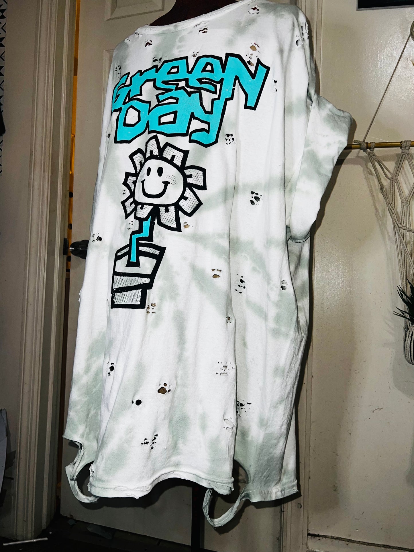 Green Day Tie Dye Double Sided Distressed Tee