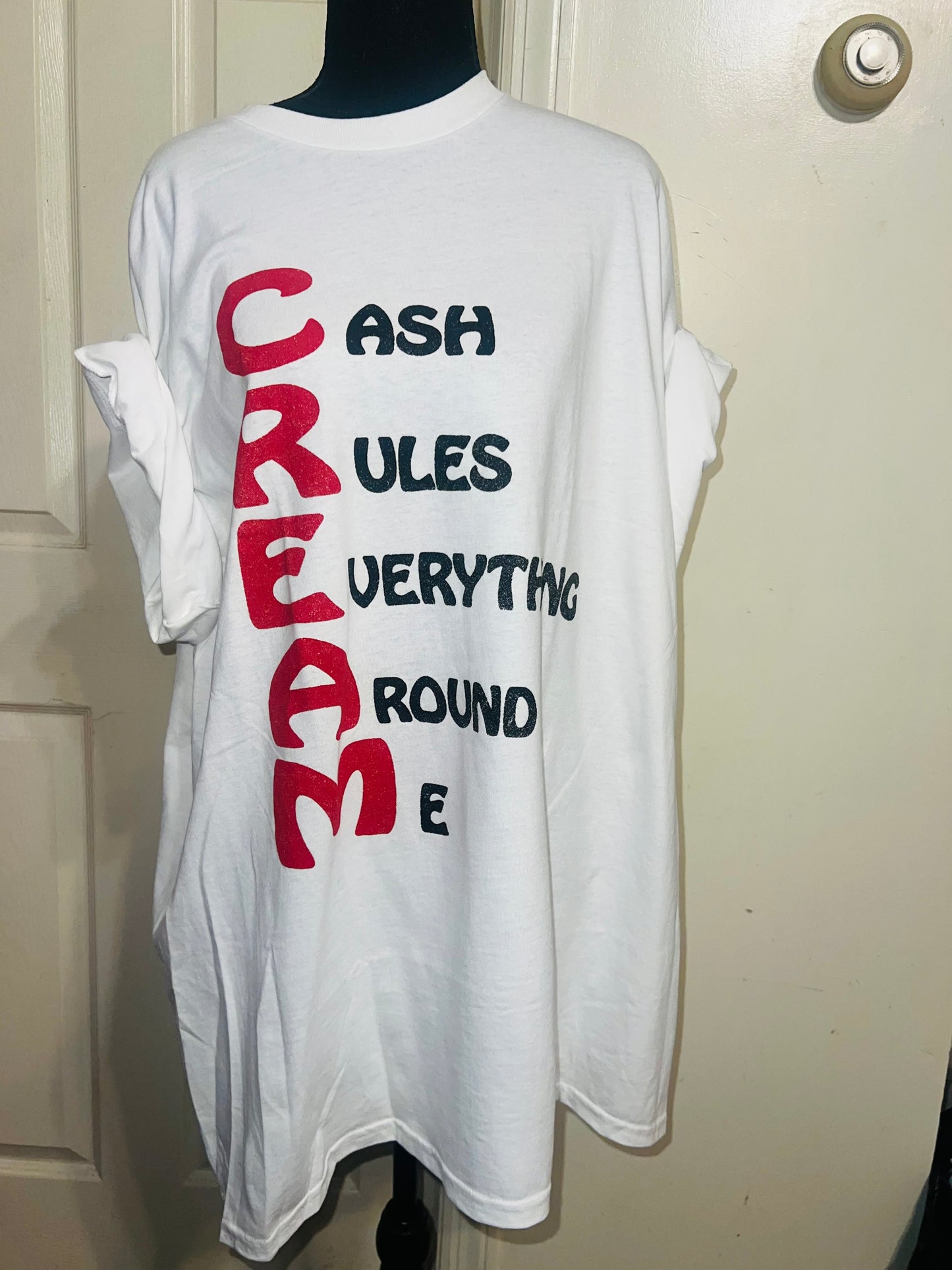 Wu-Tang CREAM Oversized Distressed Tee