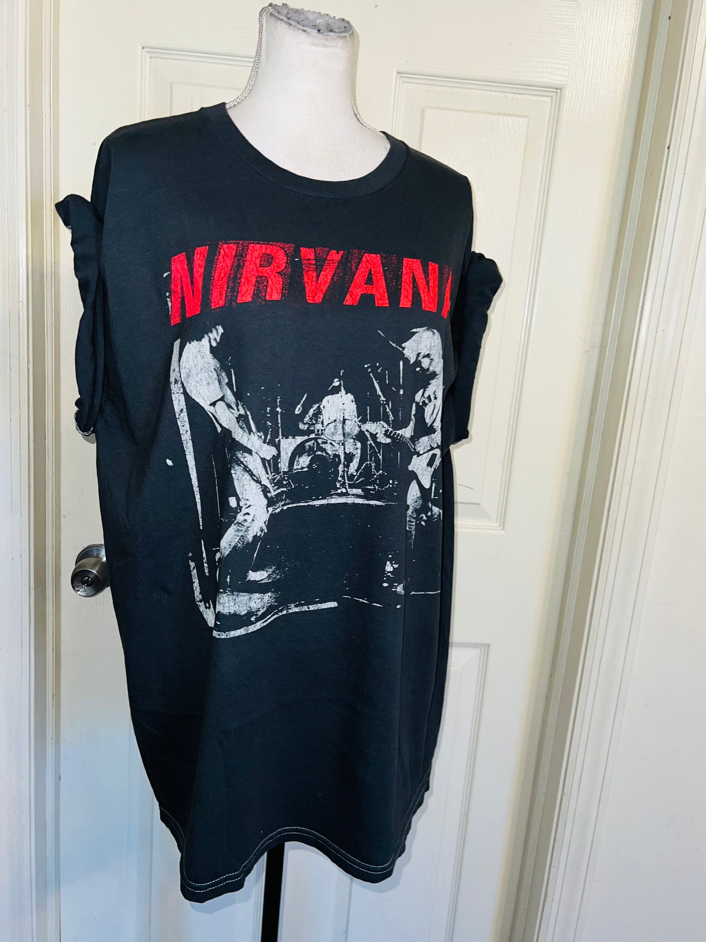 Nirvana Double Sided Oversized Distressed Tee