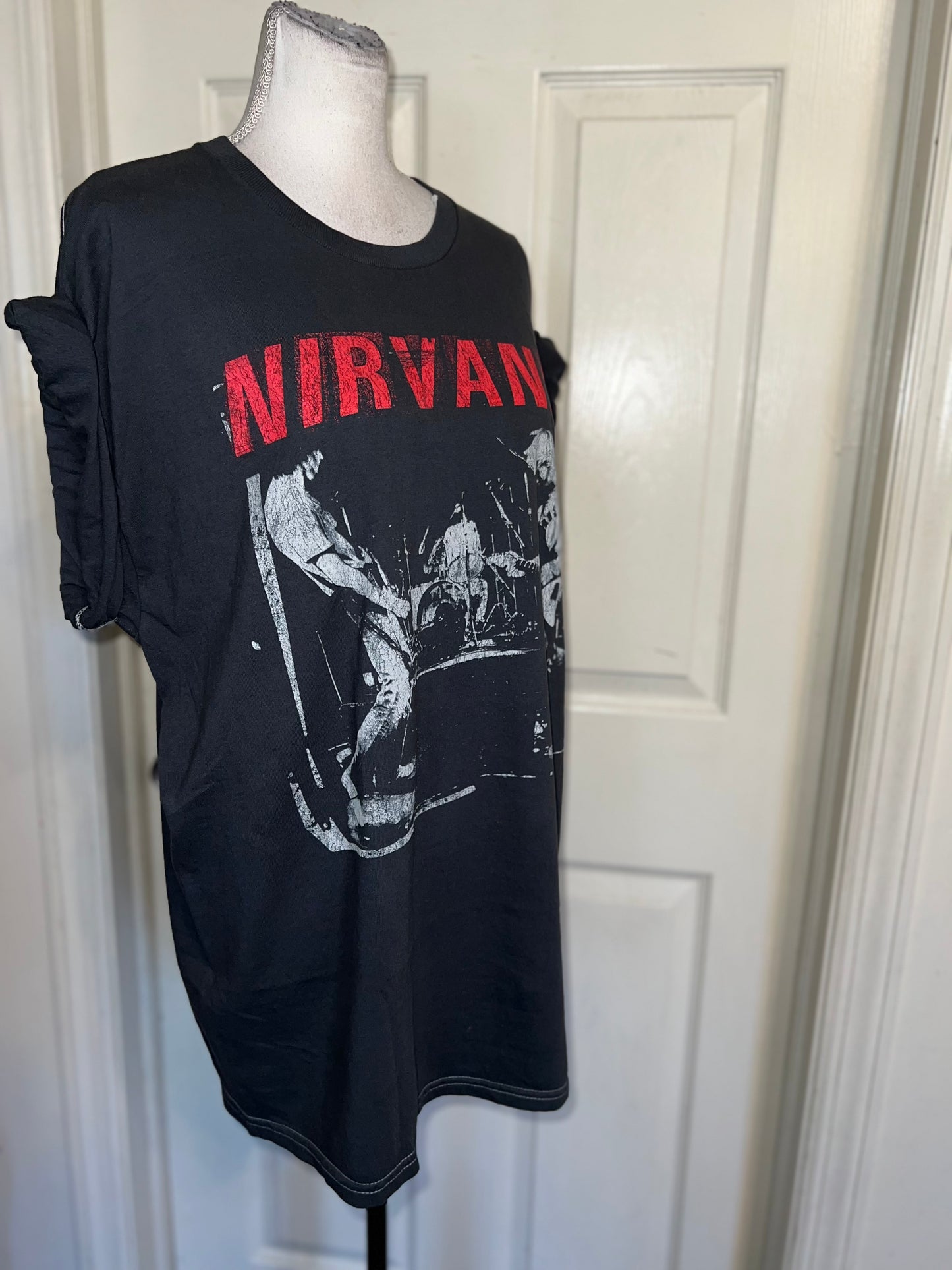 Nirvana Double Sided Oversized Distressed Tee