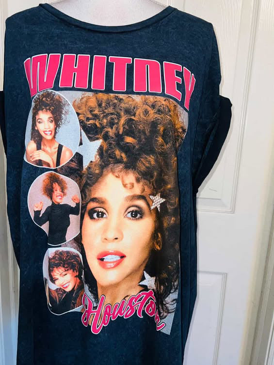 Whitney Houston Double Sided Oversized Distressed Tee