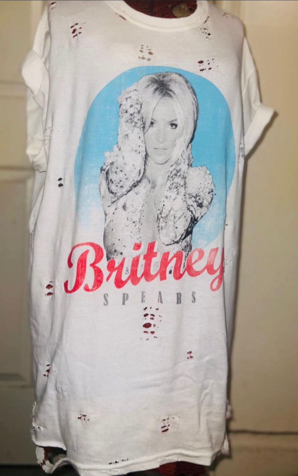 Britney Spears Oversized Distressed Tee