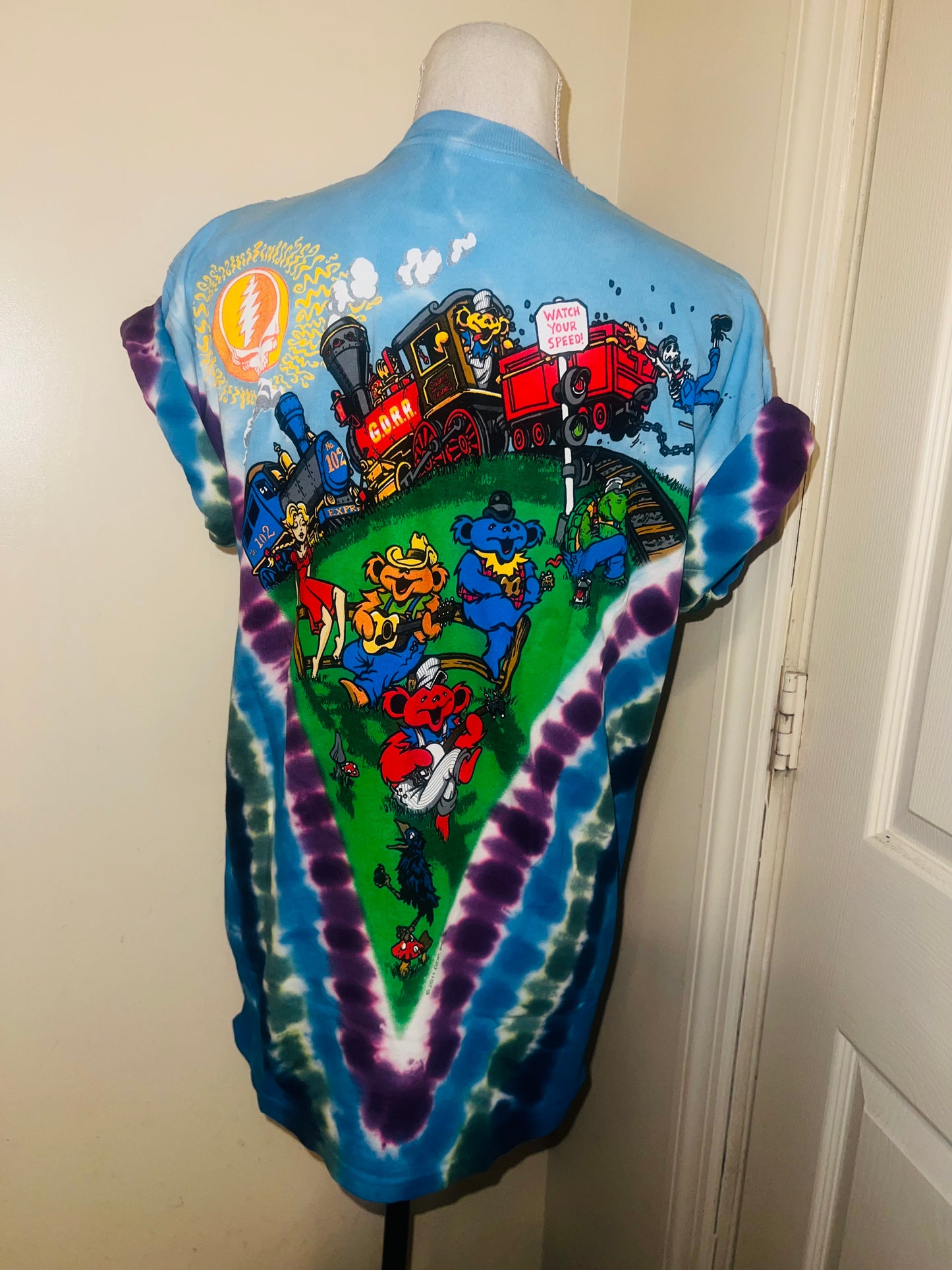 Grateful Dead Train Double Sided Oversized Distressed Tee