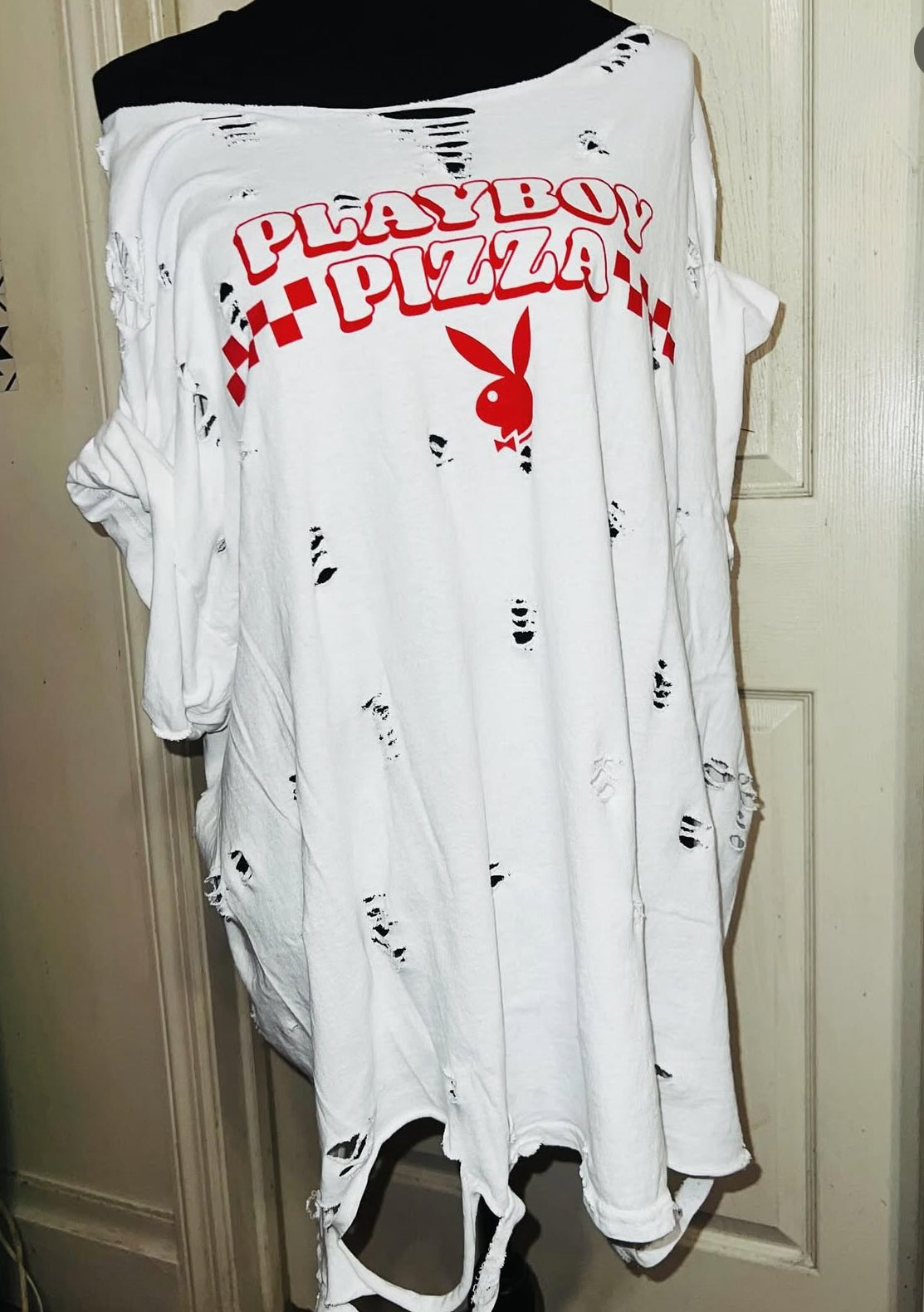 Playboy Pizza Double Sided Distressed Tee