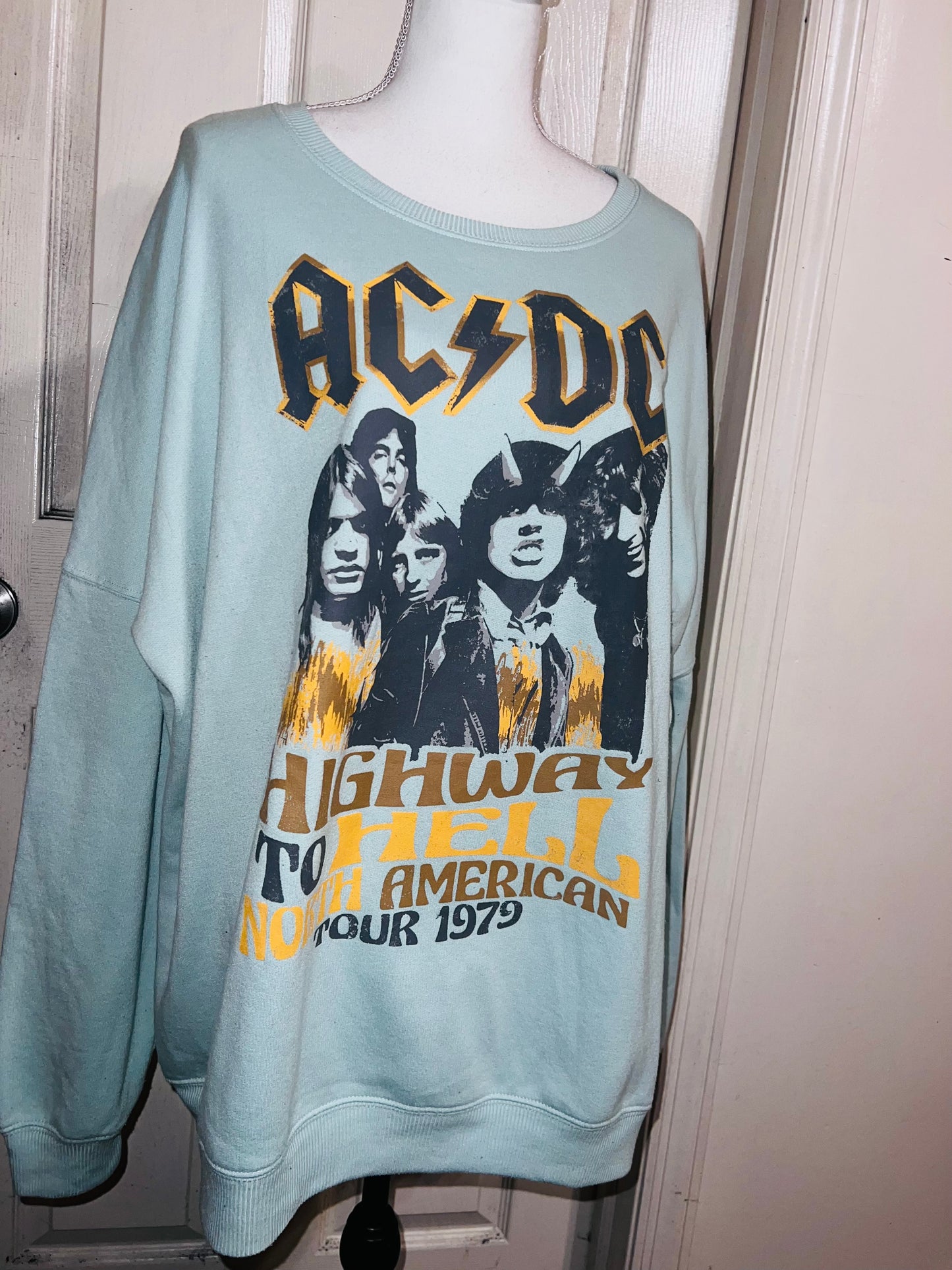 AC/DC Oversized Distressed Sweatshirt