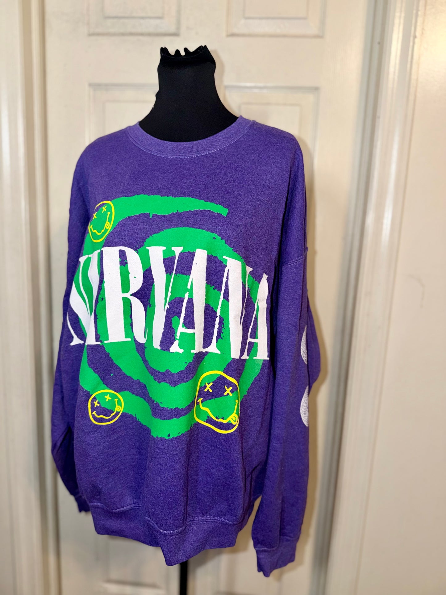Nirvana Double Sided Oversized Distressed Sweatshirt