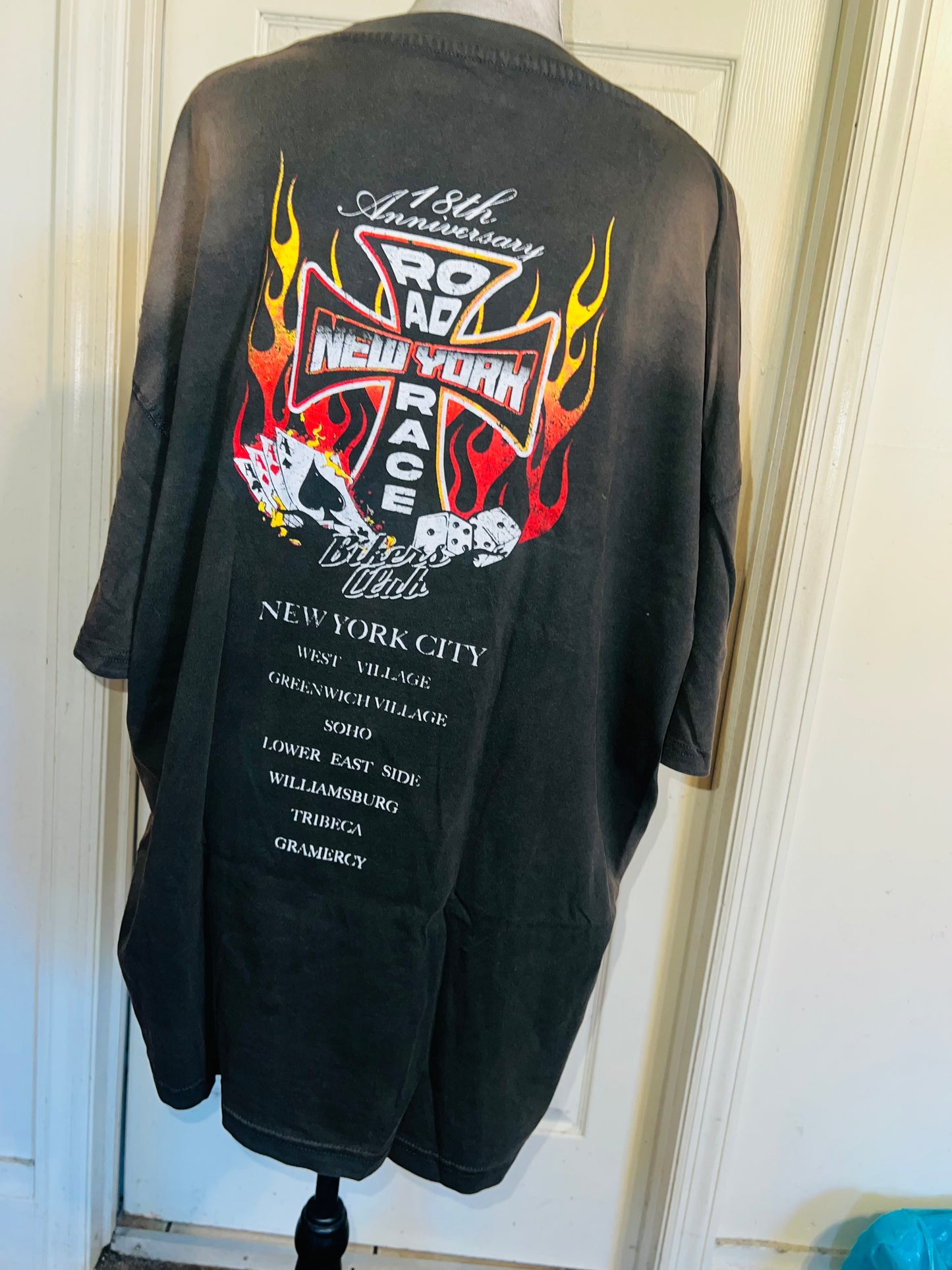 Bikers Club Road Race 18th Anniversary Oversized Distressed Tee