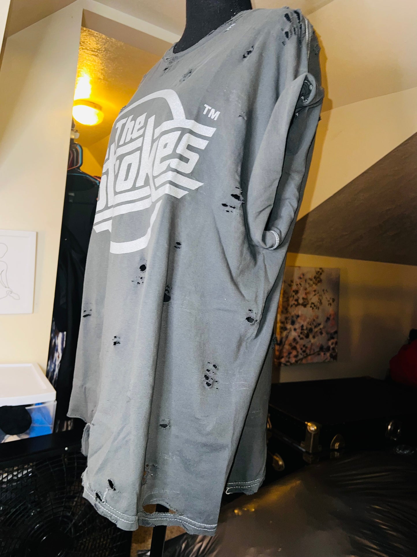 The Strokes Oversized Distressed Tee