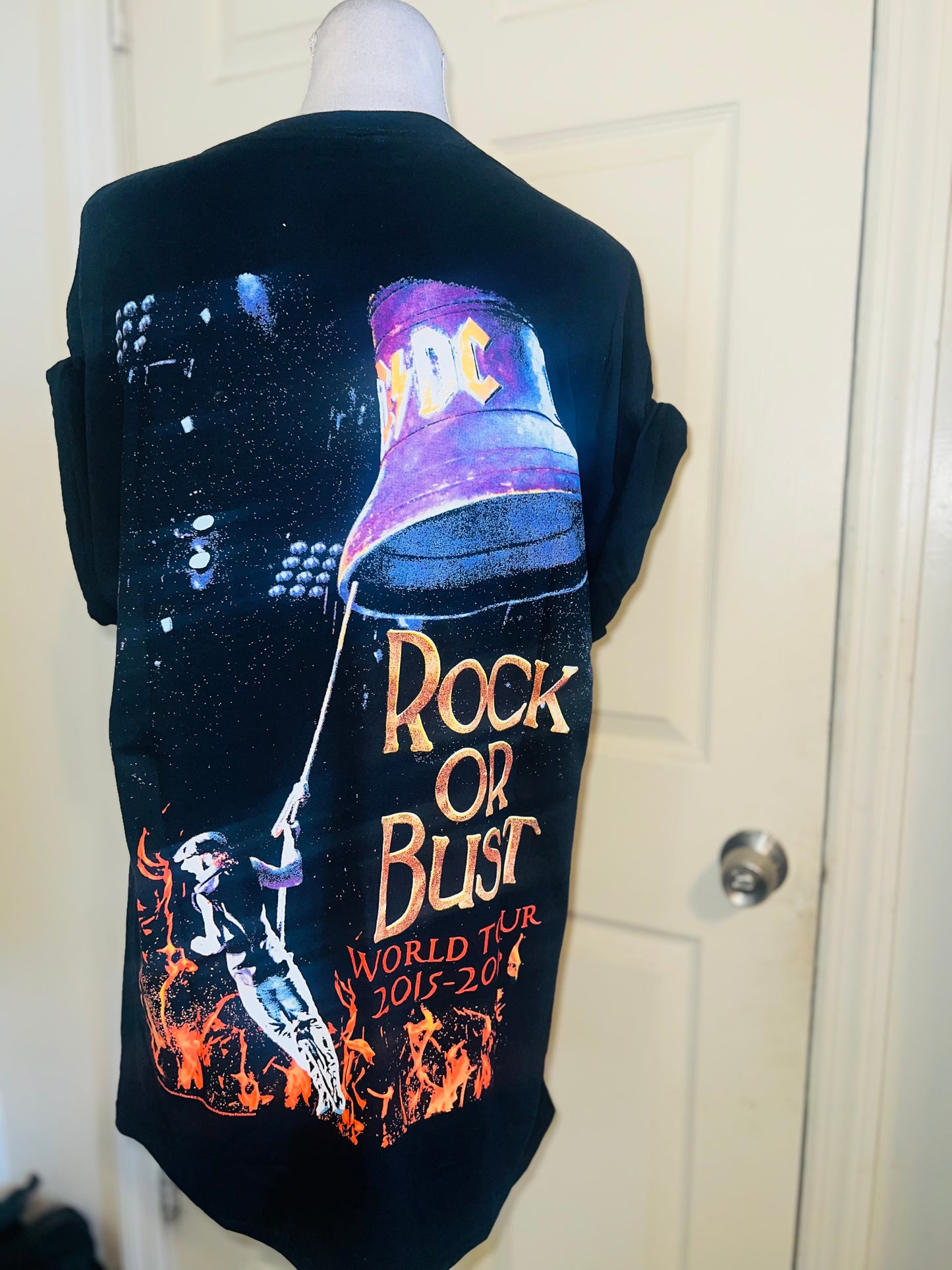 AC/DC Double Sided Oversized Distressed Tee