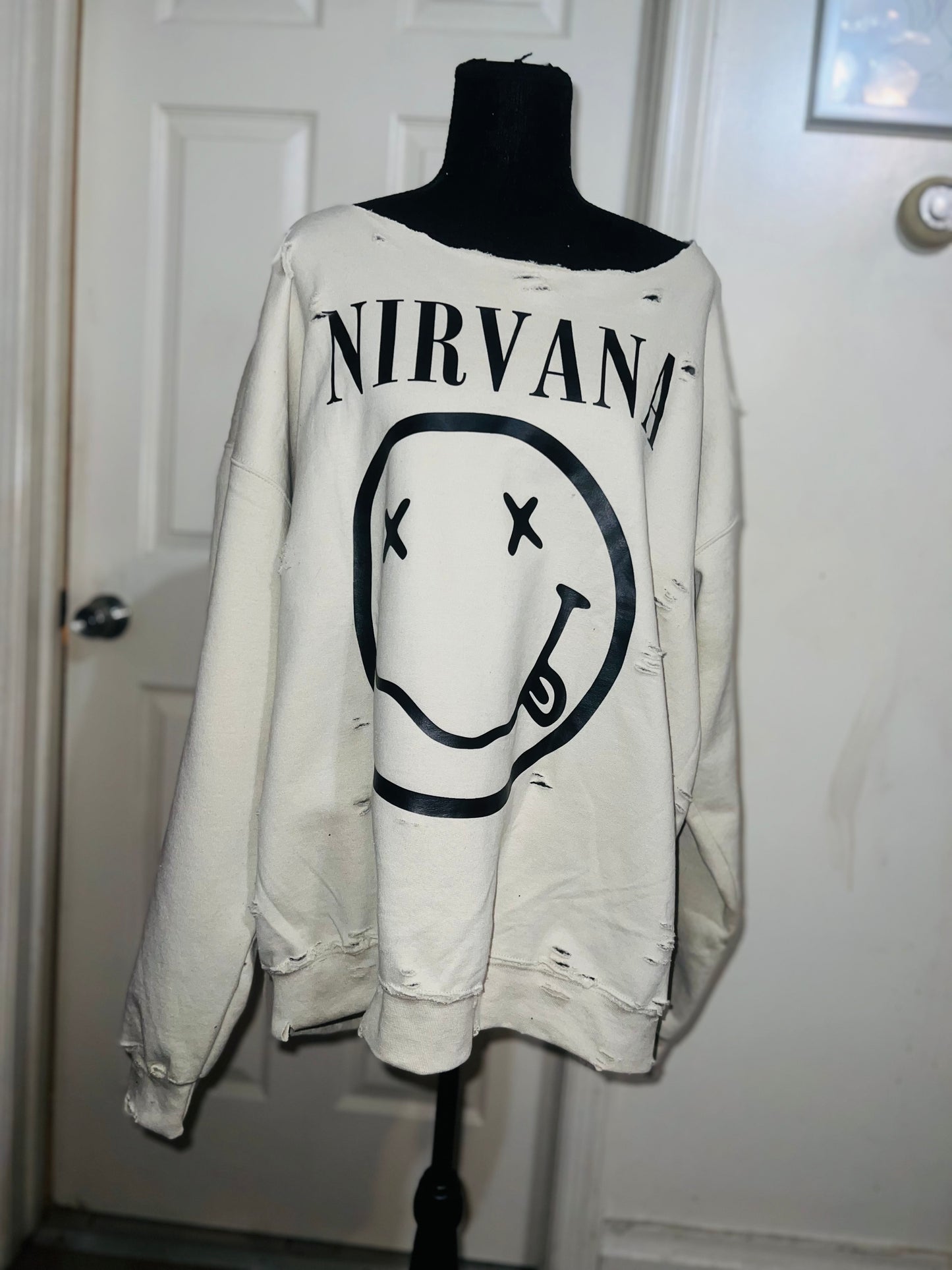 Nirvana Oversized Distressed Sweatshirt