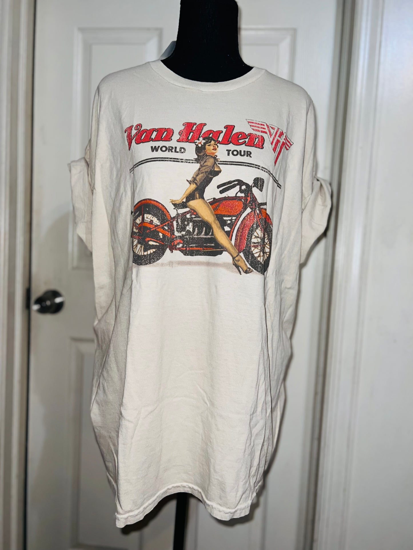 Van Halen Motorcycle Pin Up Oversized Tee