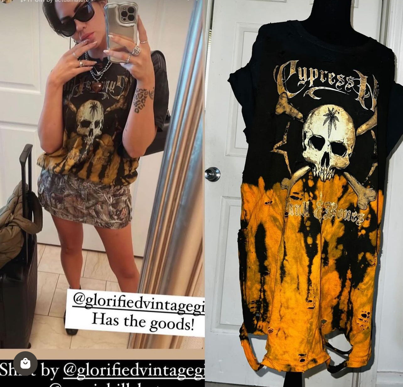 Cypress Hill “Skull & Bones” Oversized Tie Dye Distressed Tee