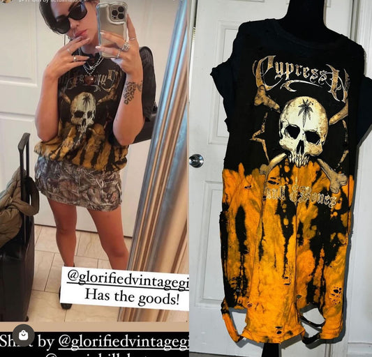 Cypress Hill “Skull & Bones” Oversized Tie Dye Distressed Tee