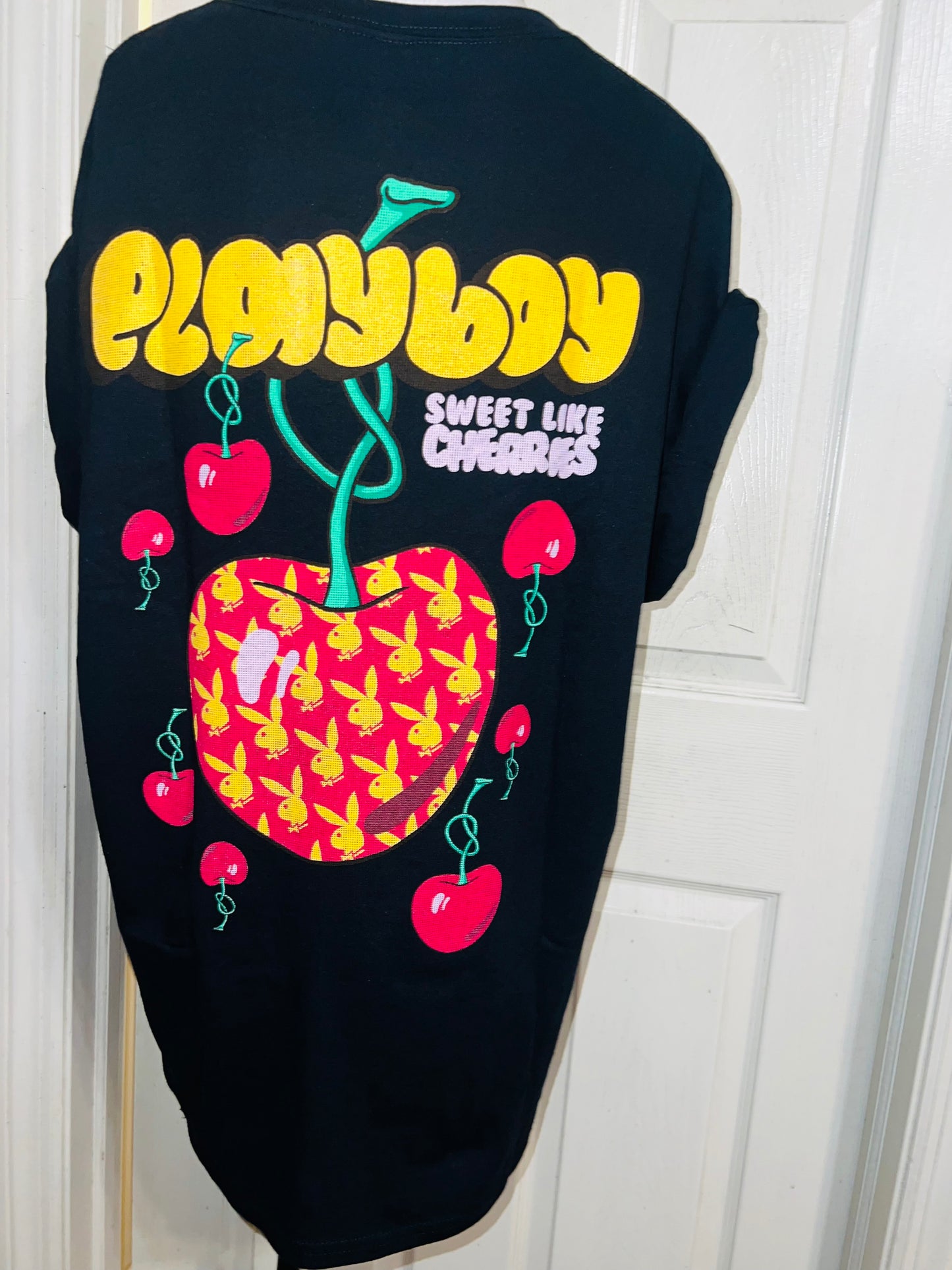 Playboy Cherry Double Sided Oversized Distressed Tee