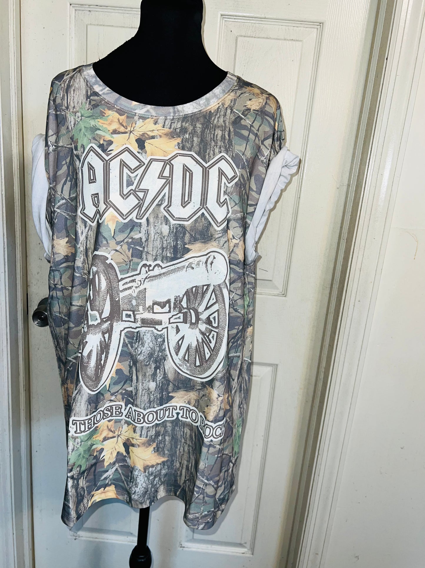 AC/DC Camo Oversized Distressed Tee
