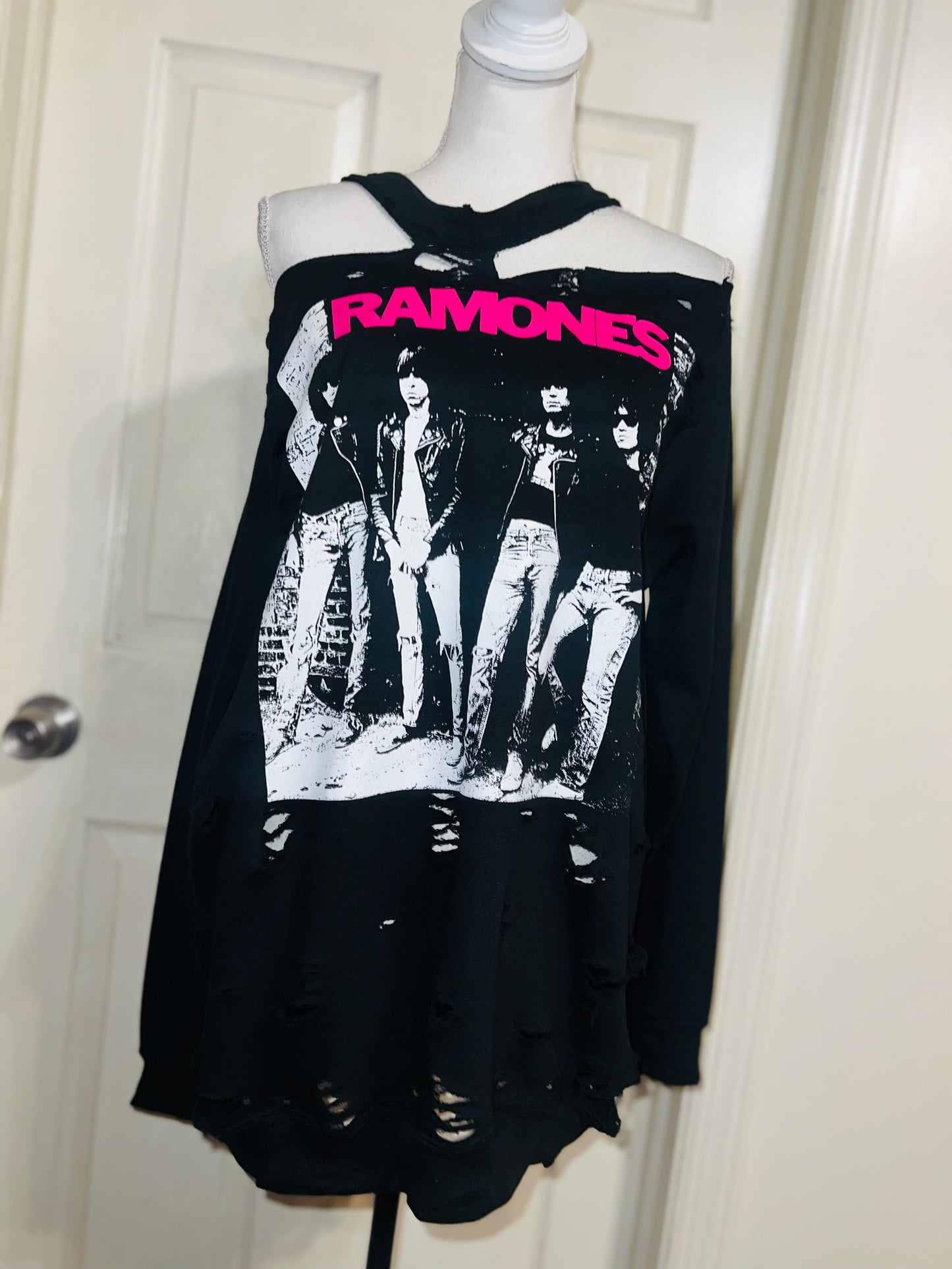 Ramones Oversized Distressed Sweatshirt