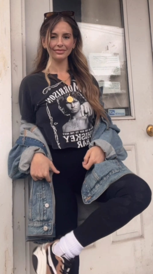 Jim Morrison Whiskey Bar Oversized Distressed Tee
