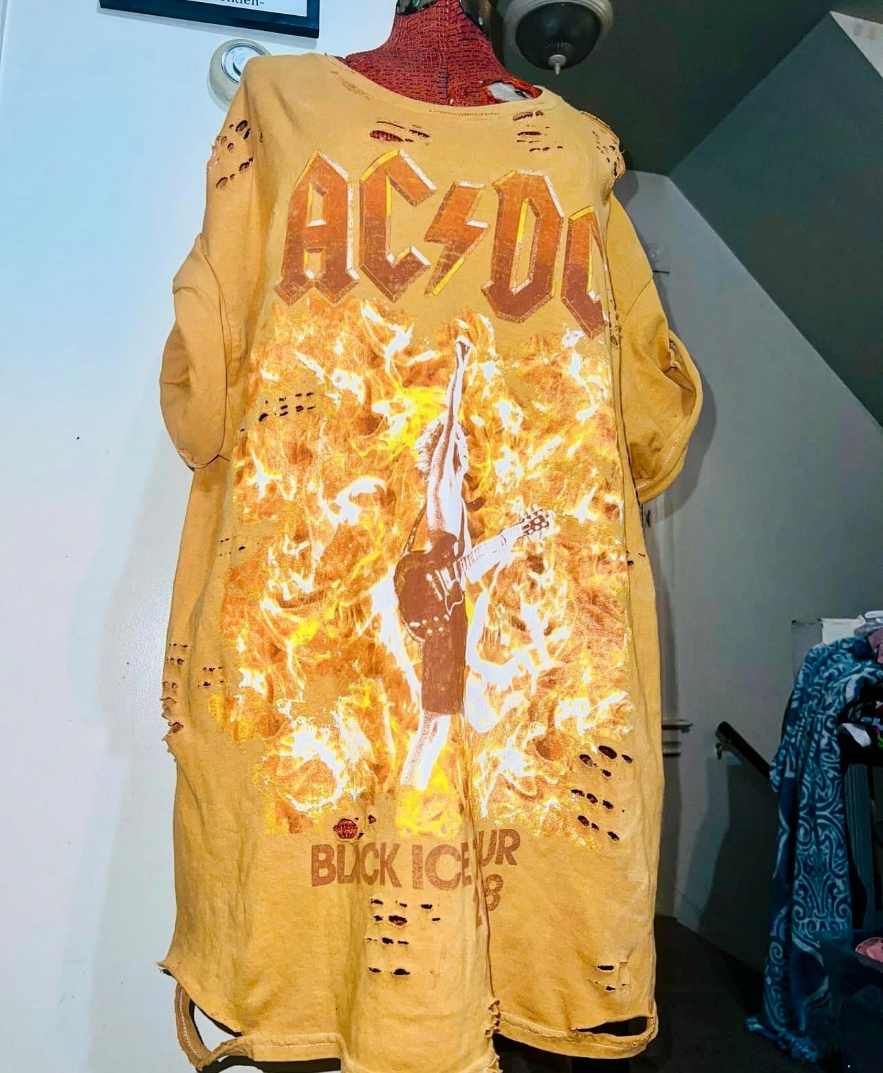 AC/DC Bleached Oversized Distressed Tee