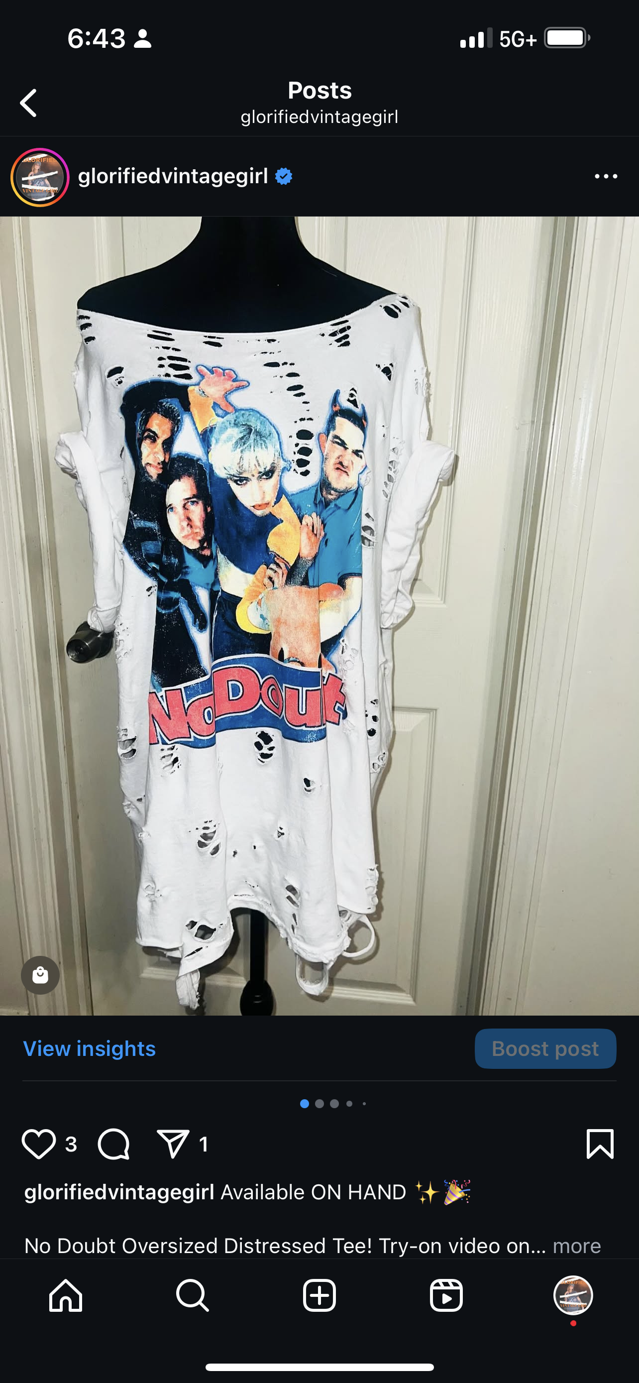 No Doubt Oversized Distressed Tee