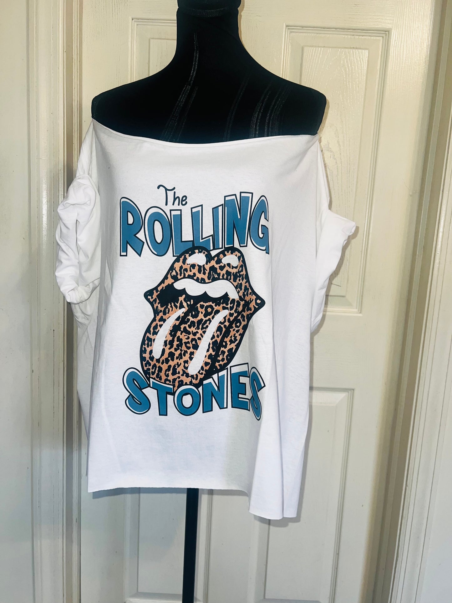 Rolling Stones Off The Shoulder Oversized Distressed Tee