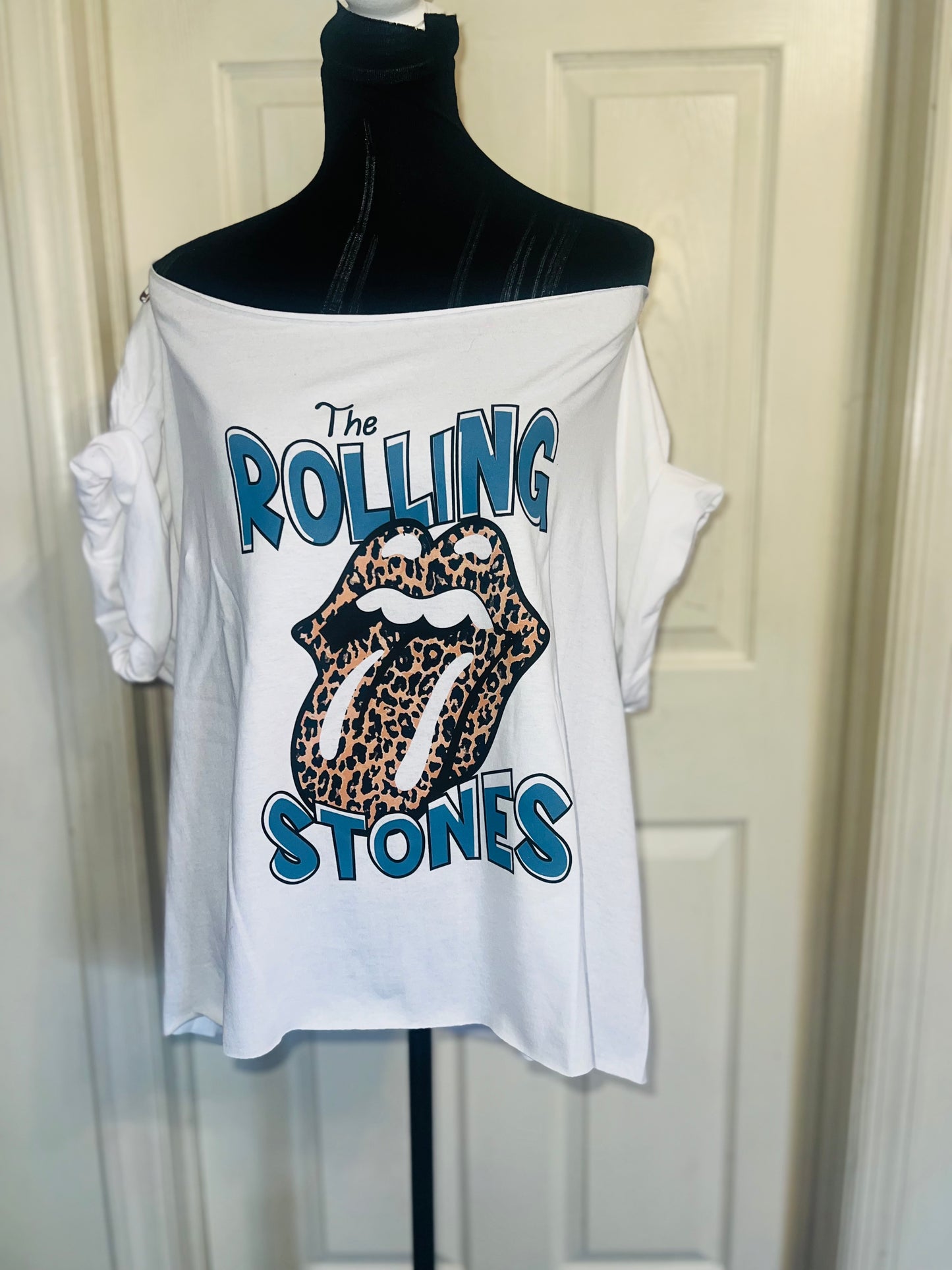 Rolling Stones Off The Shoulder Oversized Distressed Tee