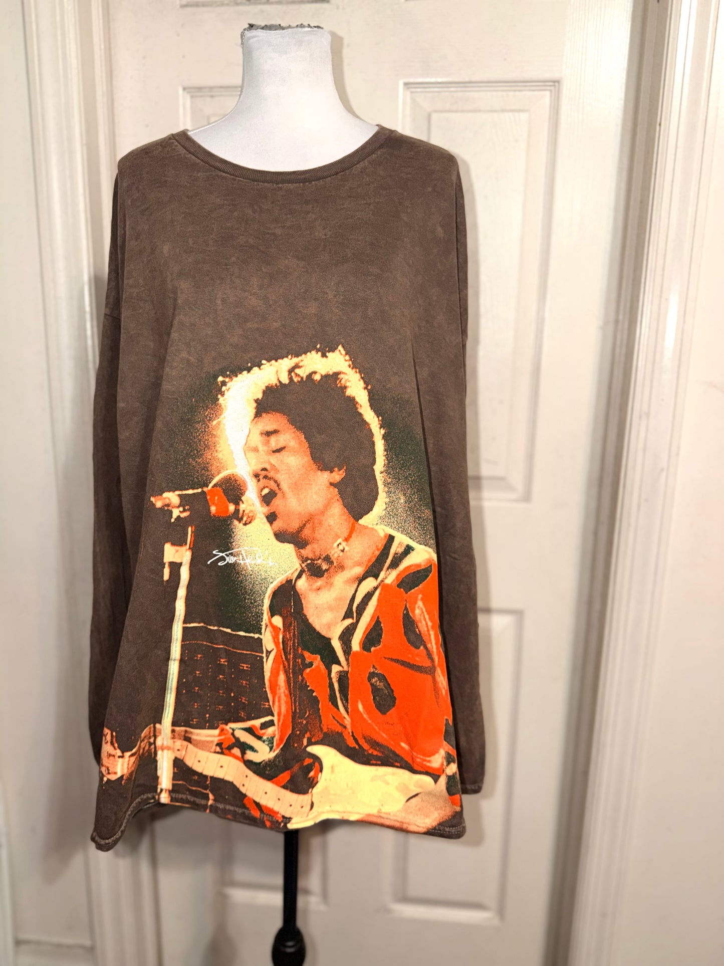 Jimi Hendrix Oversized Distressed Long Sleeve Tee