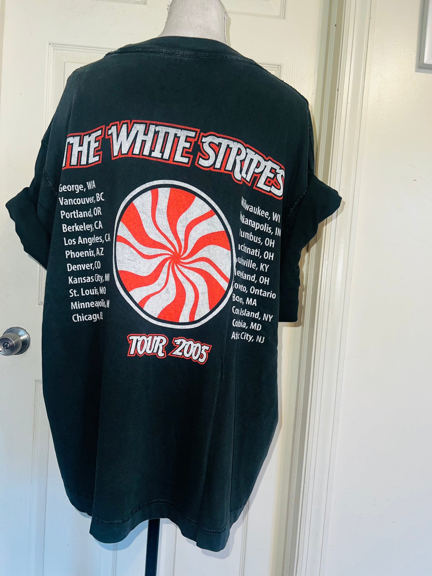The White Stripes Double Sided Oversized Distressed Tee