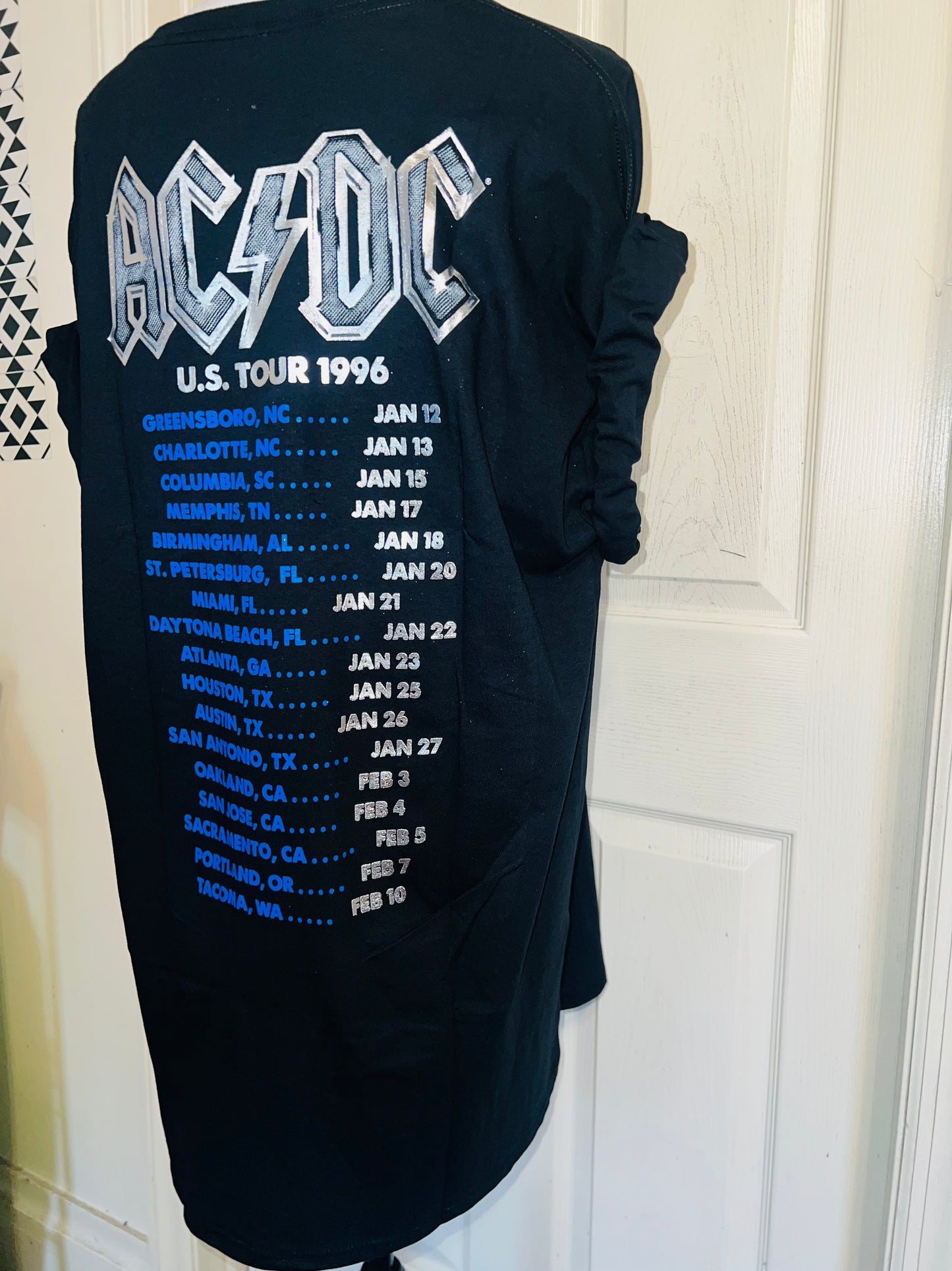 AC/DC Double Sided Oversized Distressed Tee